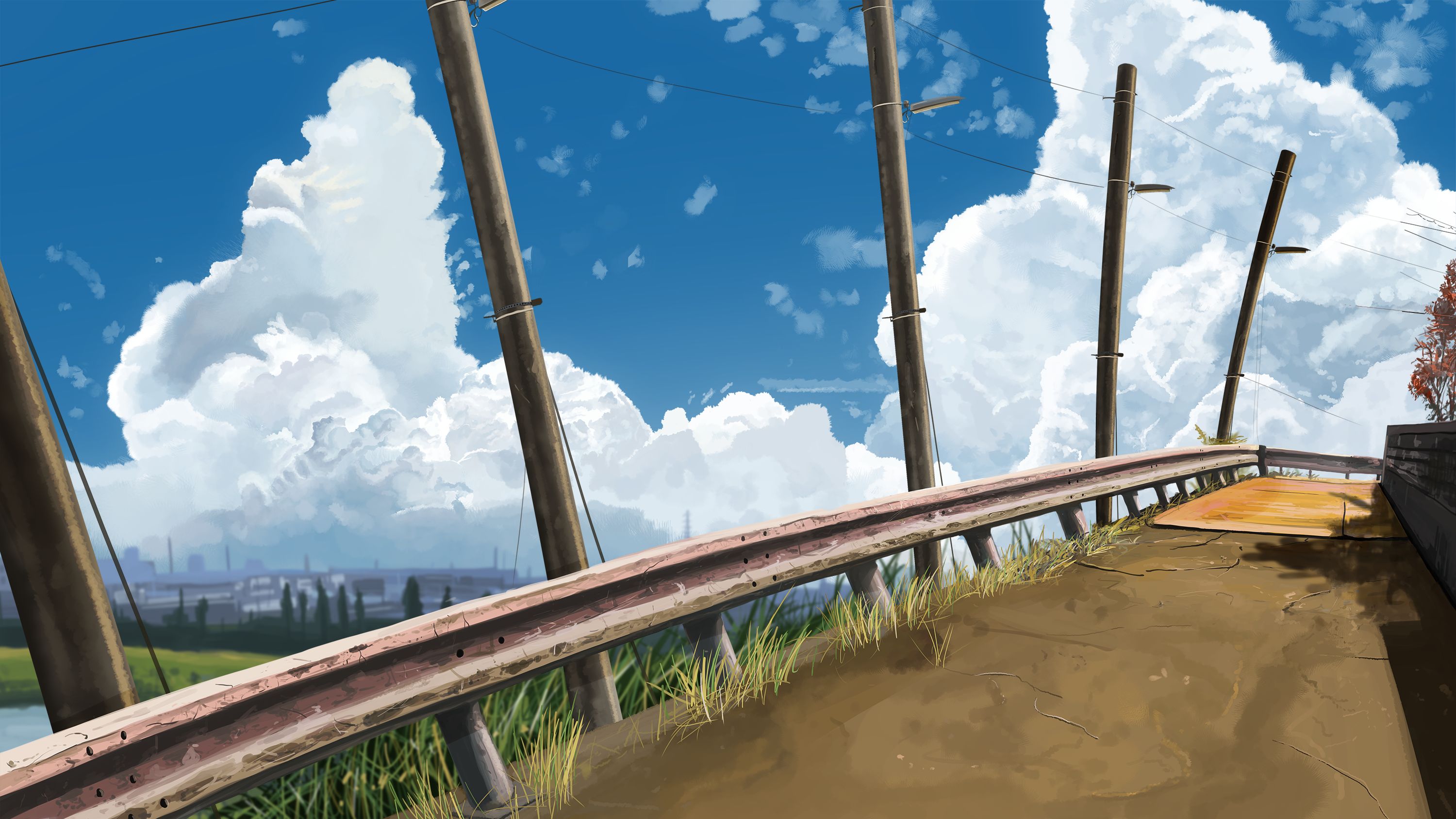 Download mobile wallpaper Anime, Sky, Road, Cloud, Original for free.