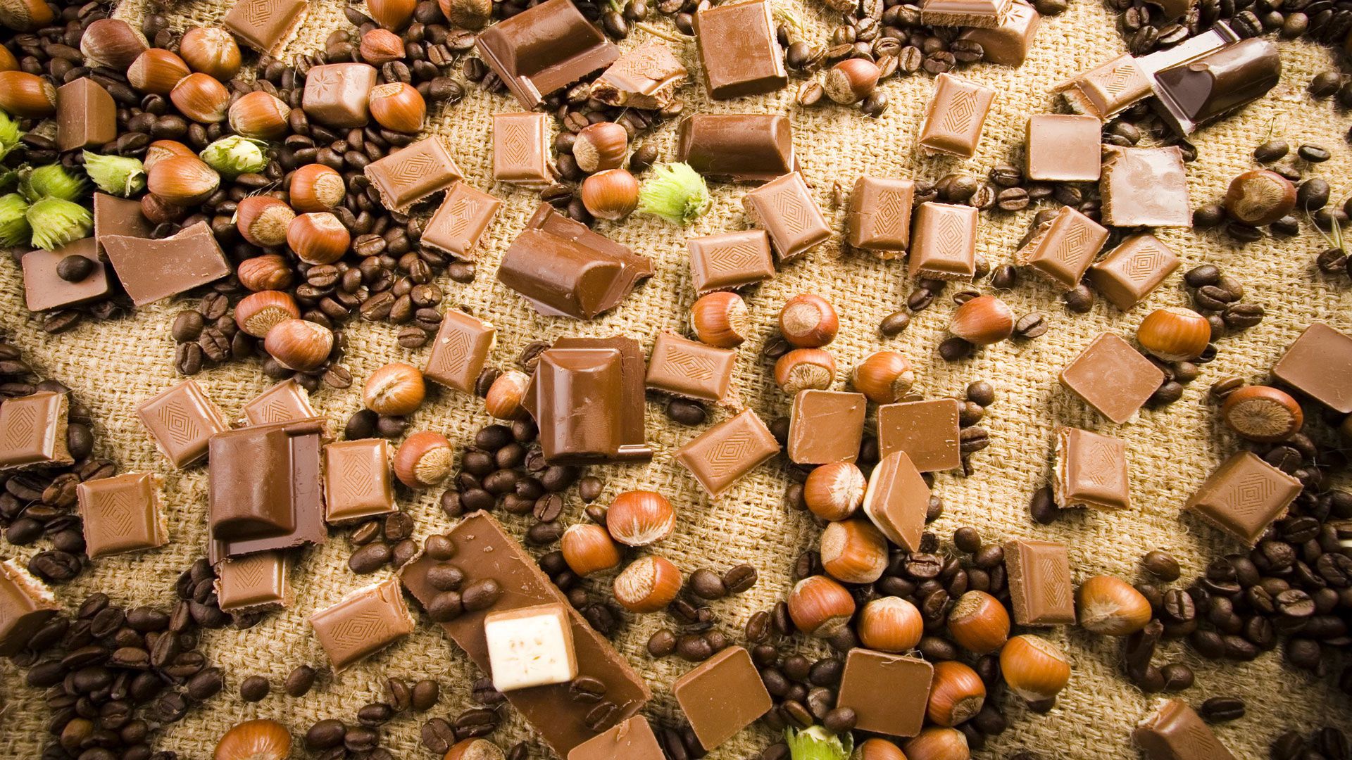 food, chocolate, coffee, nuts, varieties, tiles