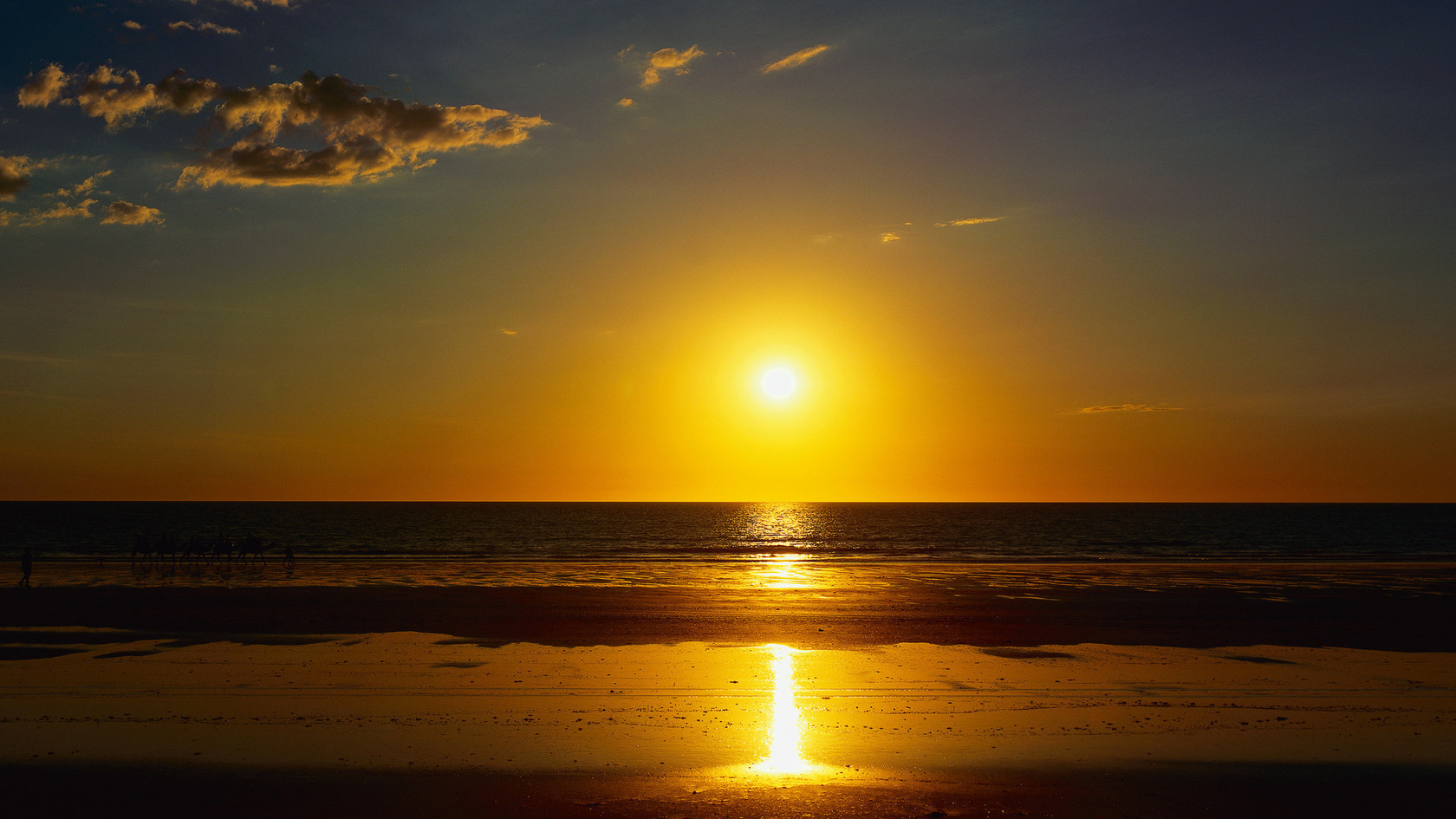 yellow, sun, landscape, sunset, sea 4K