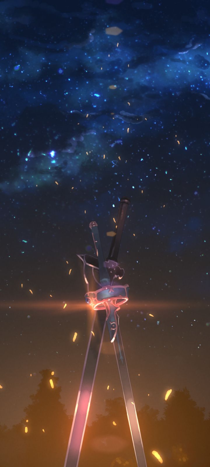 Download mobile wallpaper Anime, Sky, Stars, Night, Weapon, Sword Art Online, Starry Sky, Sword for free.
