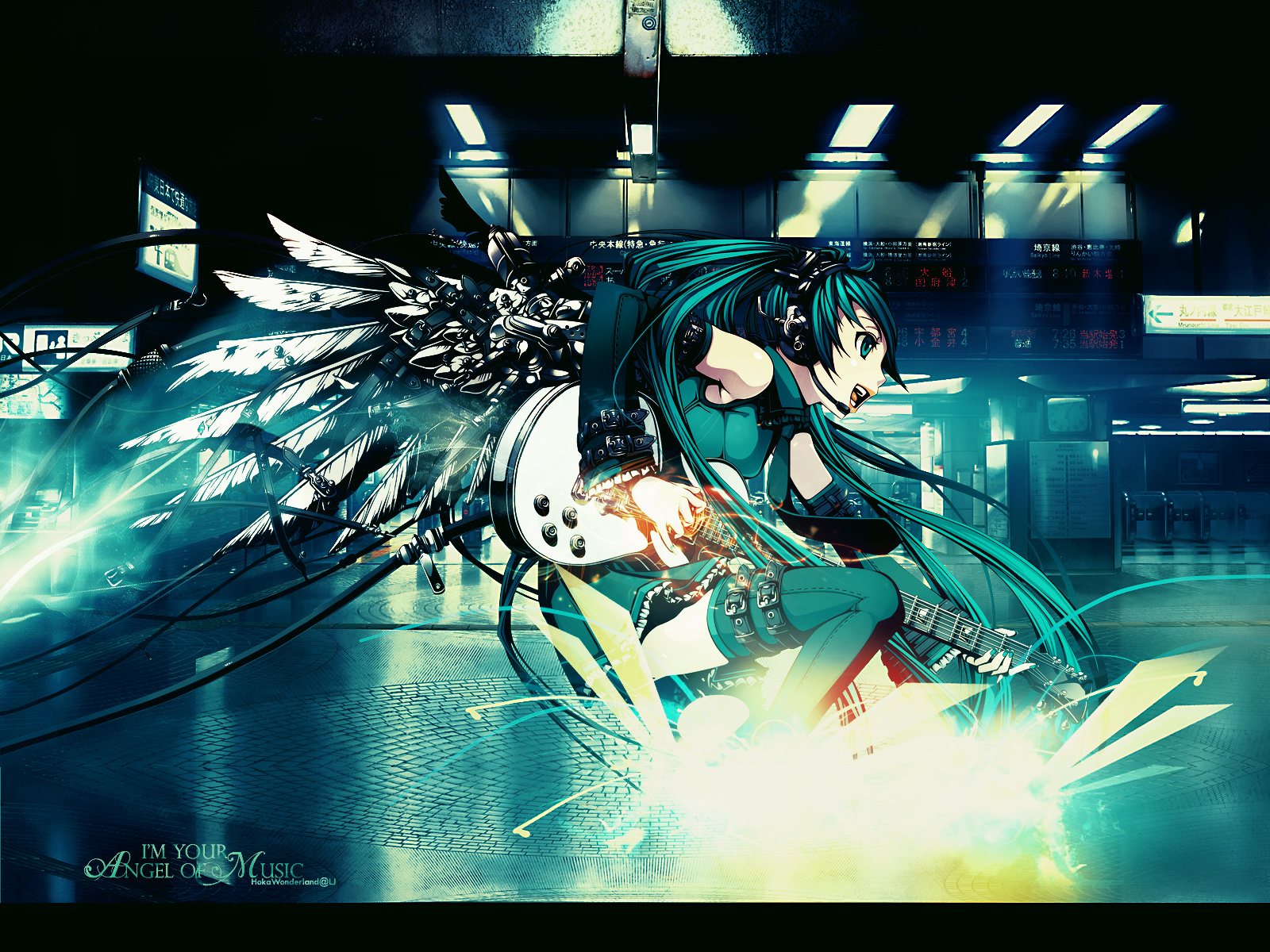 Handy-Wallpaper Gitarre, Vocaloid, Hatsune Miku, Animes kostenlos herunterladen.