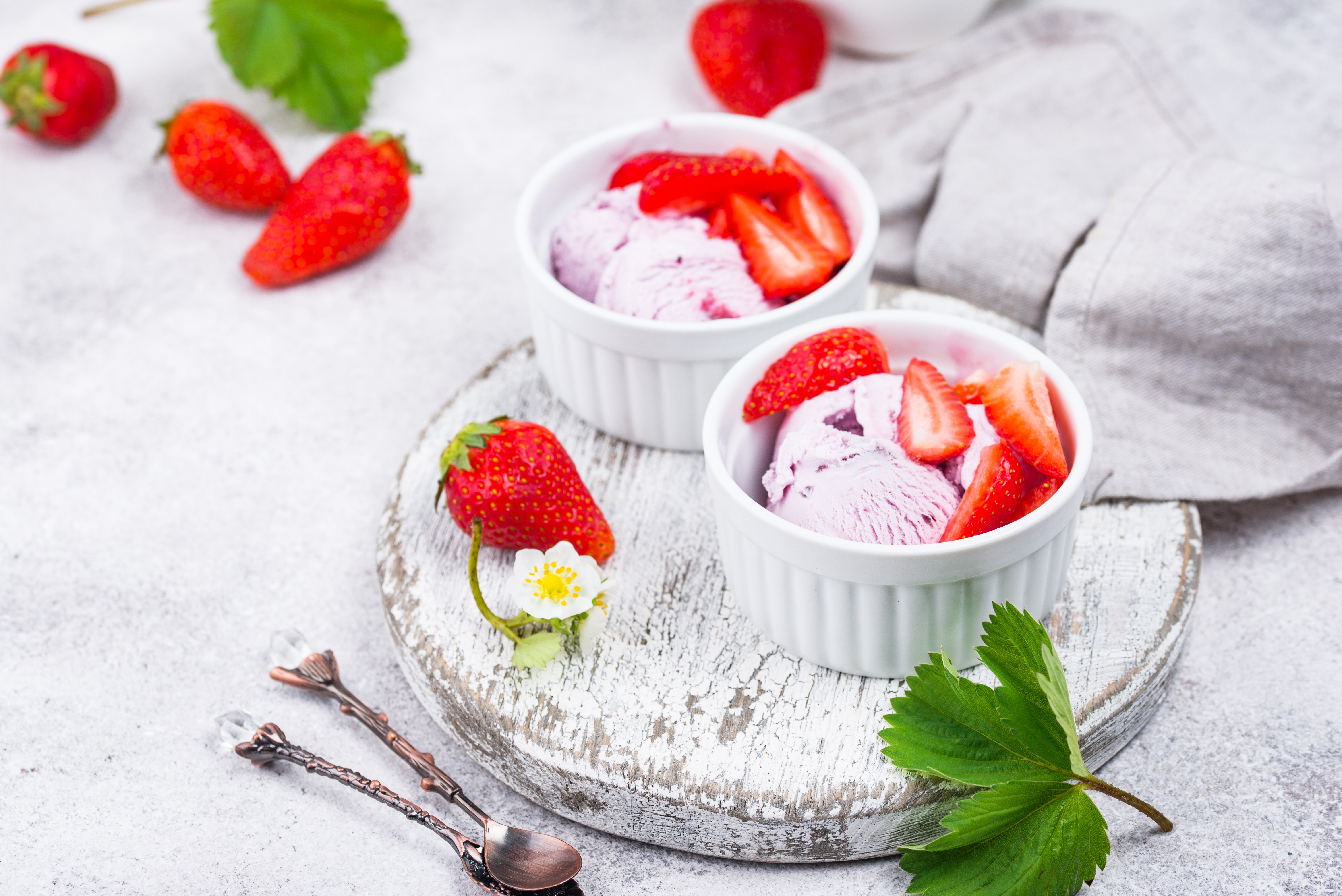 Download mobile wallpaper Food, Strawberry, Dessert, Ice Cream, Still Life, Berry, Fruit for free.