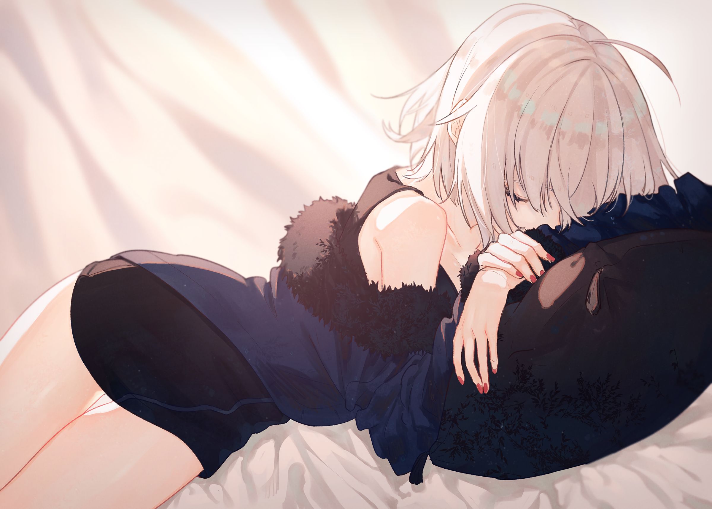 Free download wallpaper Anime, Sleeping, Short Hair, White Hair, Fate (Series), Fate/grand Order, Jeanne D'arc Alter, Avenger (Fate/grand Order), Fate Series on your PC desktop