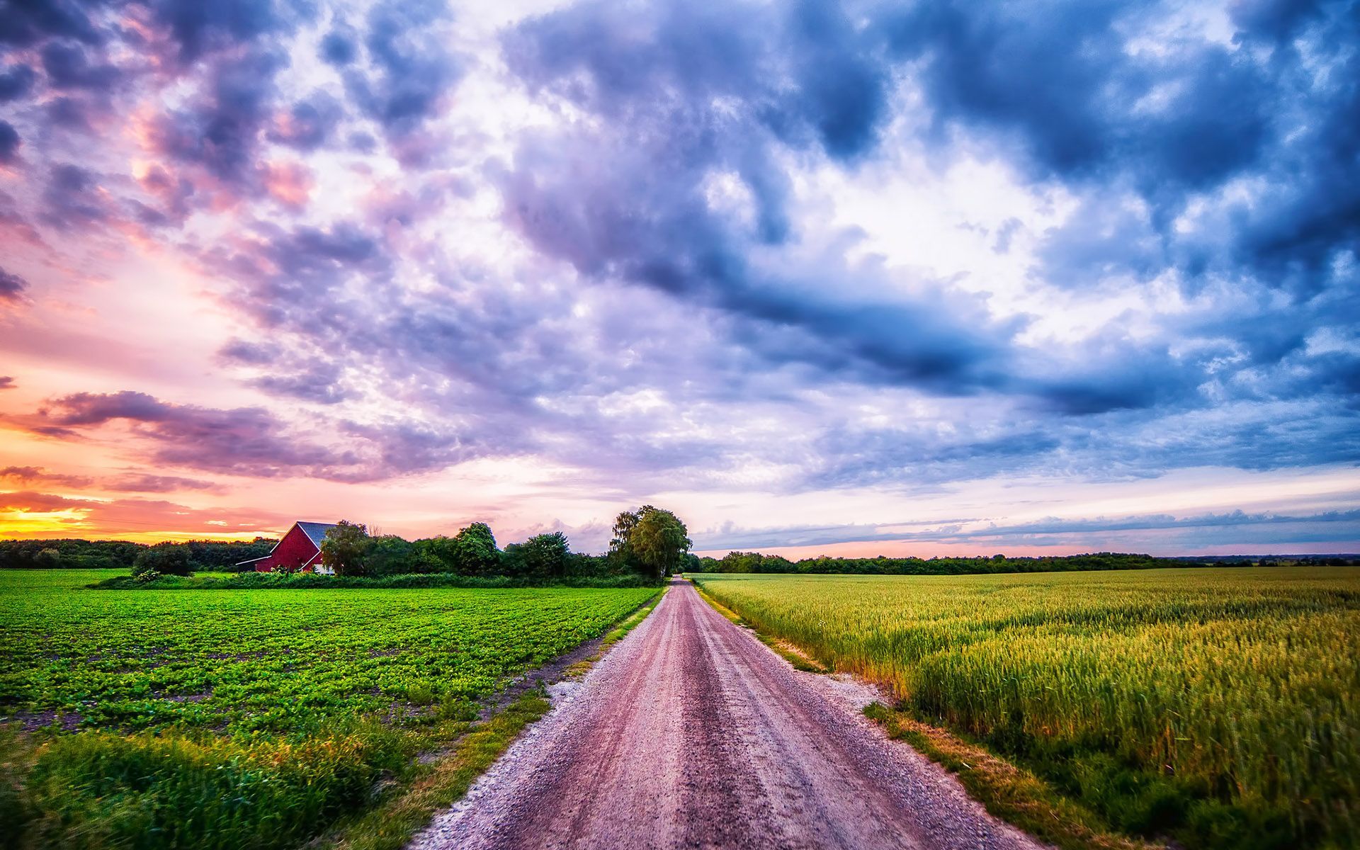 Download mobile wallpaper Nature, Grass, Road, Earth, Field, Cloud, Man Made for free.