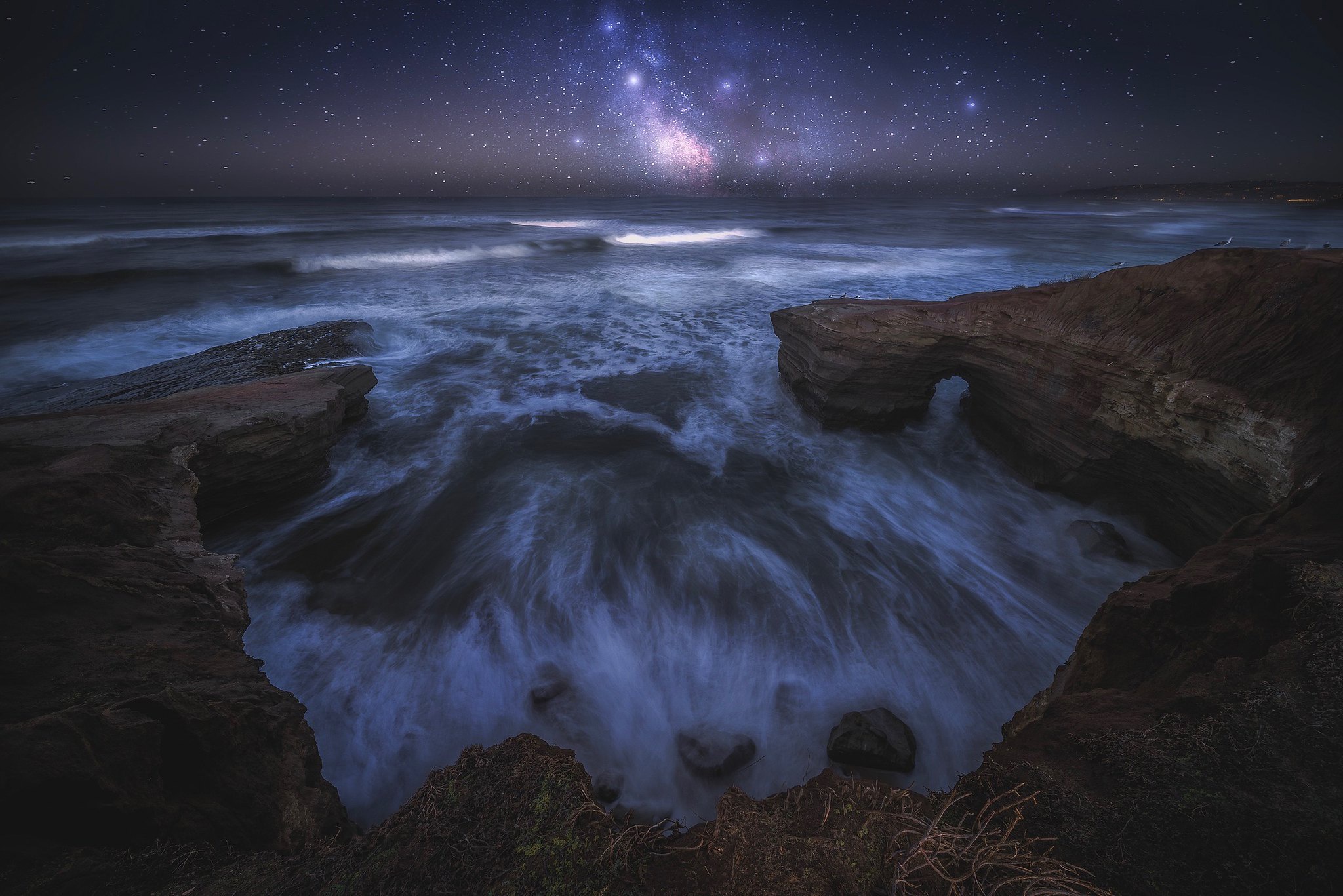 Download mobile wallpaper Night, Coast, Ocean, Earth for free.