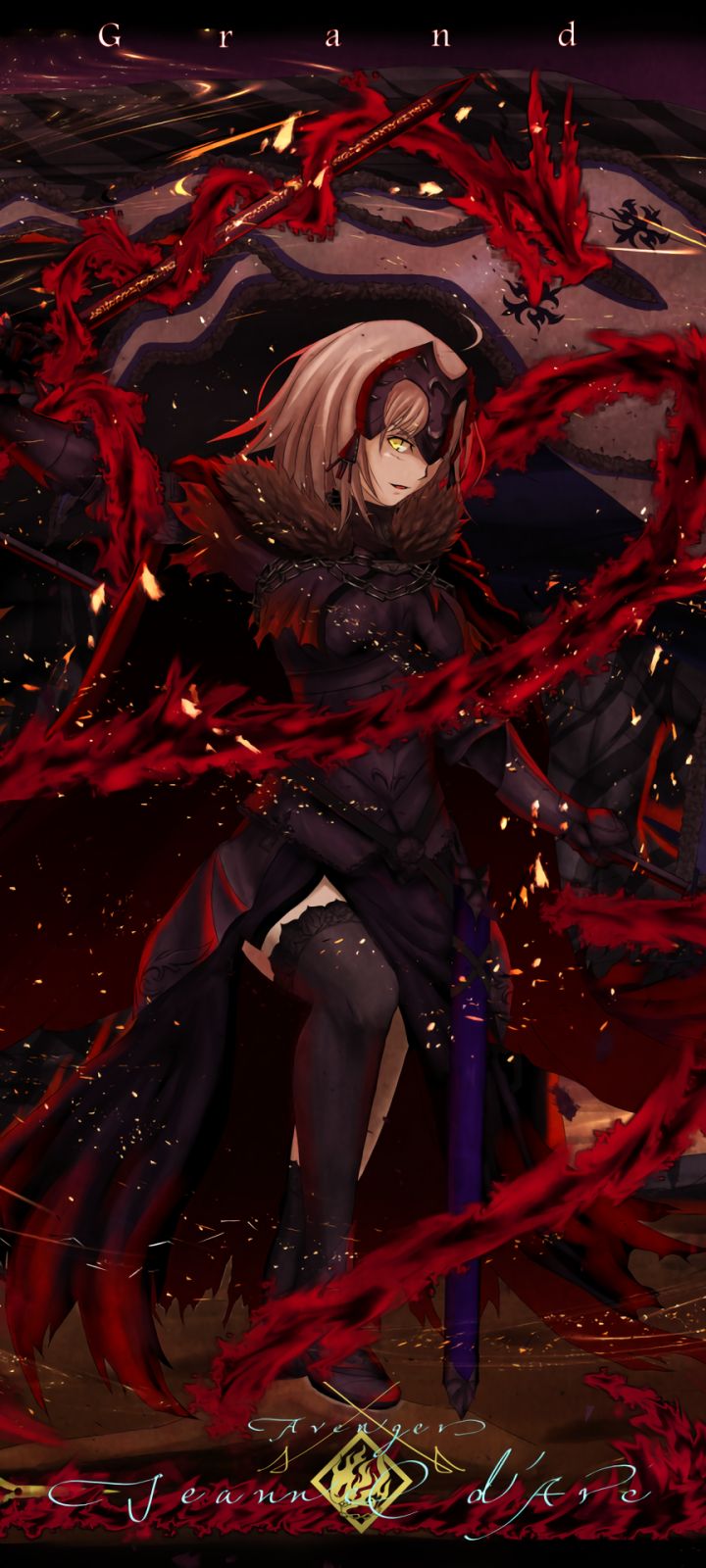 Download mobile wallpaper Anime, Yellow Eyes, Short Hair, Thigh Highs, Fate (Series), Fate/grand Order, Lance, Jeanne D'arc Alter, Avenger (Fate/grand Order), Fate Series for free.