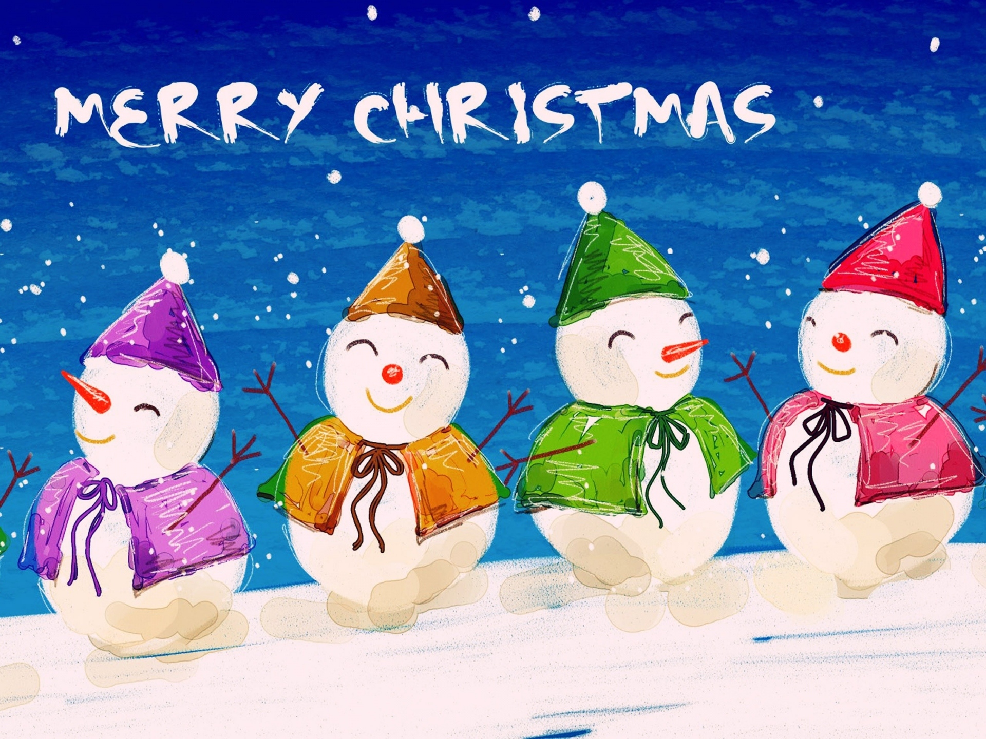 Free download wallpaper Snowman, Christmas, Holiday, Drawing, Colors, Merry Christmas on your PC desktop