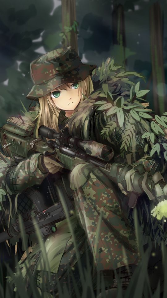 Download mobile wallpaper Anime, Weapon, Military, Sniper, Sniper Rifle, Woman Warrior for free.
