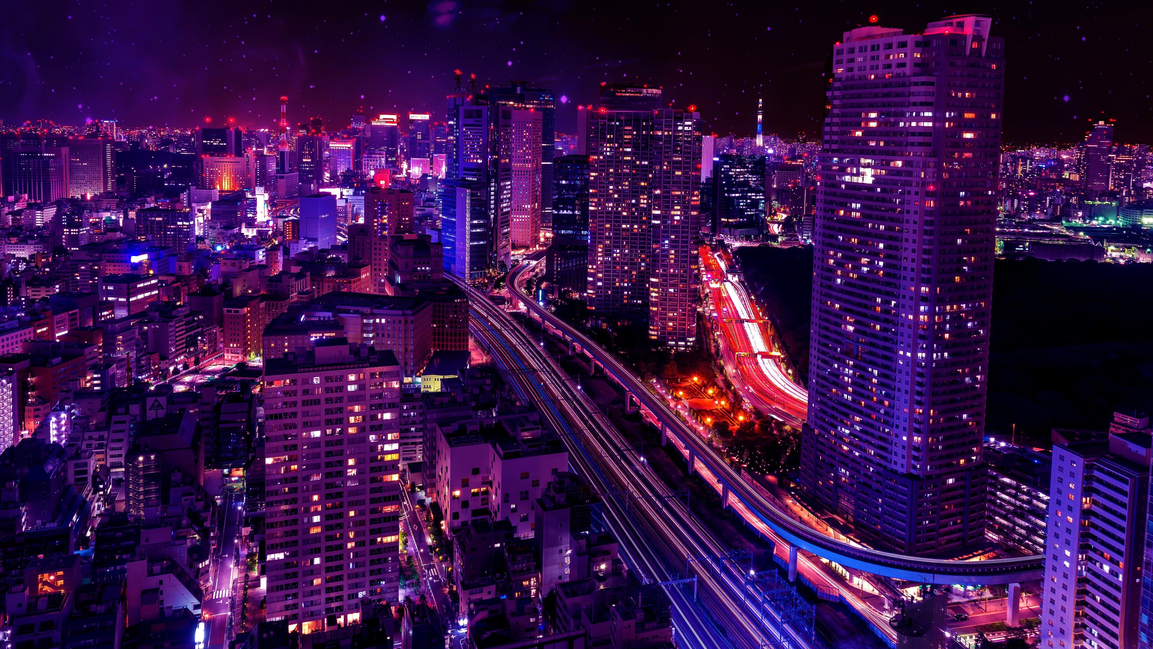437492 télécharger le fond d'écran construction humaine, tokyo, architecture, bâtiment, ville, autoroute, japon, lumière, nuit, villes - économiseurs d'écran et images gratuitement
