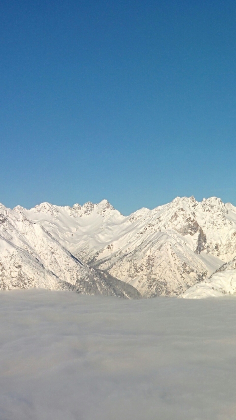Descarga gratuita de fondo de pantalla para móvil de Montañas, Nieve, Montaña, Niebla, Tierra/naturaleza.