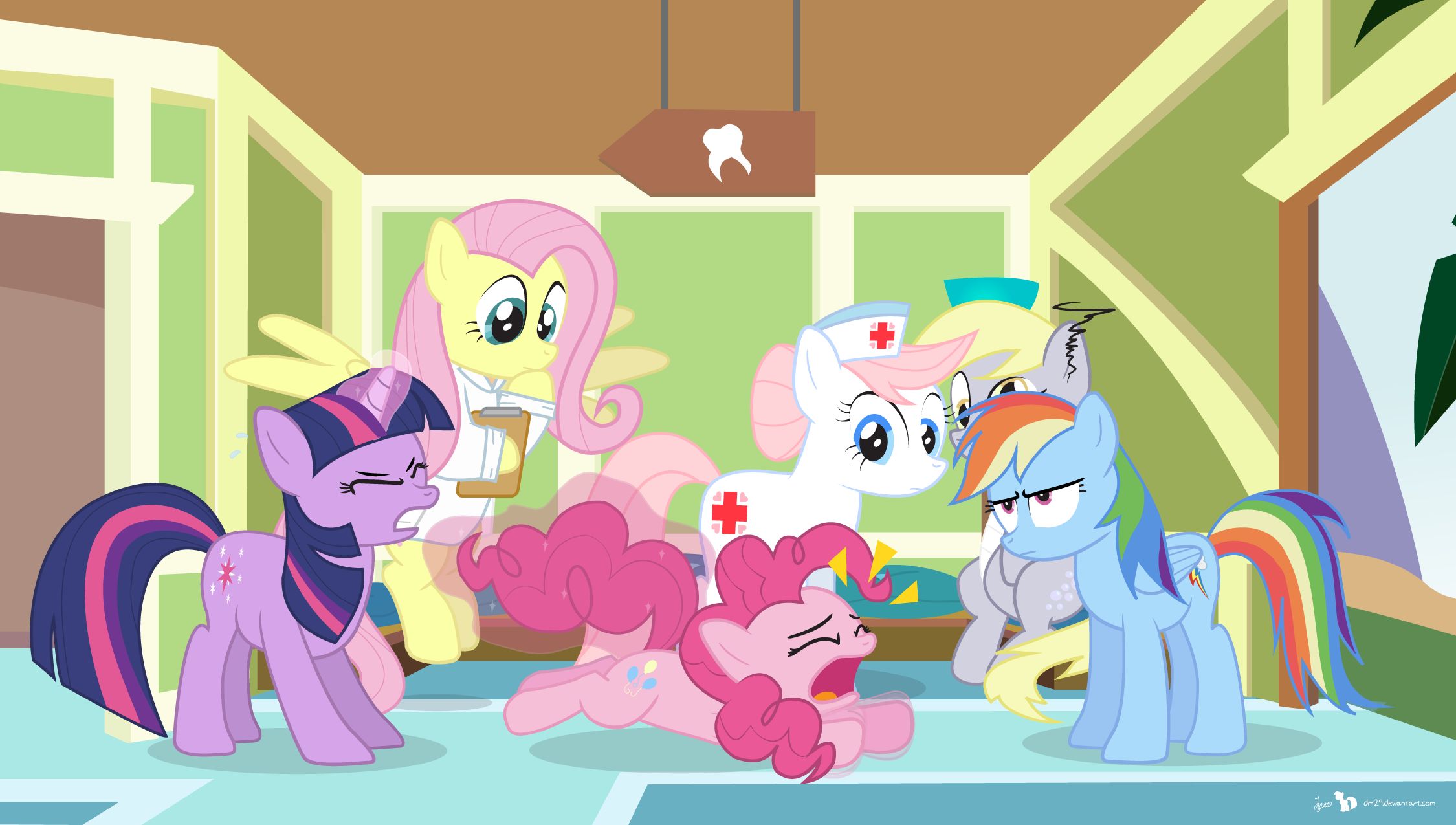 tv show, my little pony: friendship is magic, derpy hooves, fluttershy (my little pony), nurse redheart, pinkie pie, rainbow dash, twilight sparkle, my little pony