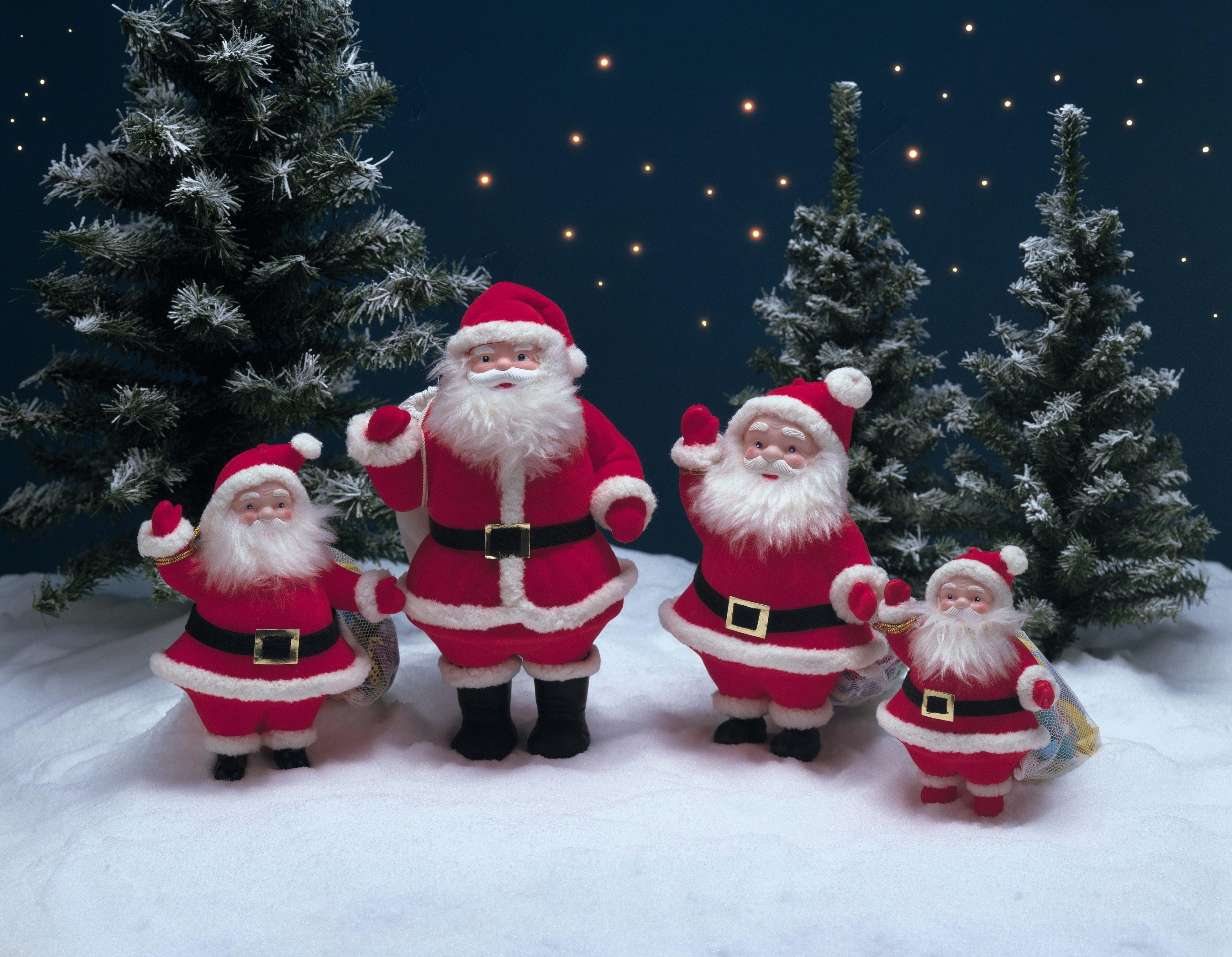 559993 Bild herunterladen weihnachtsmann, feiertage, weihnachten, schnee, sterne, baum - Hintergrundbilder und Bildschirmschoner kostenlos