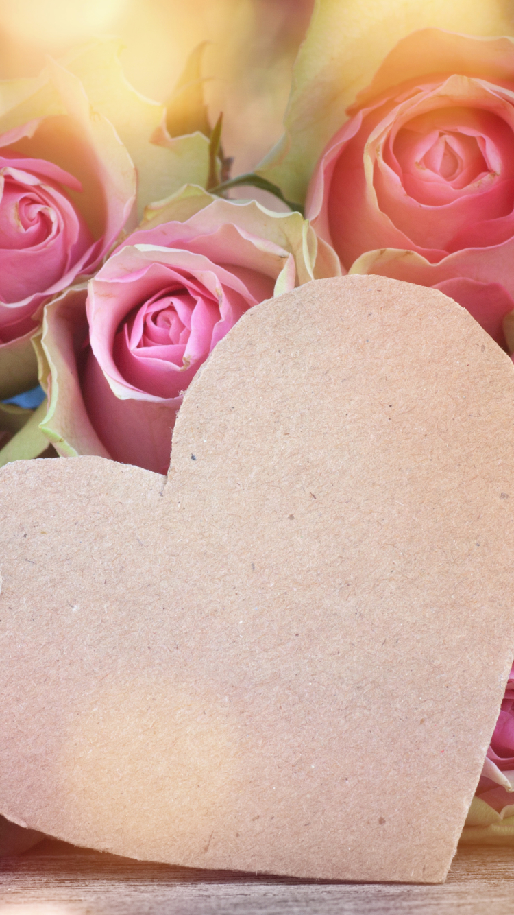 Download mobile wallpaper Valentine's Day, Flower, Rose, Holiday, Heart, Pink Flower for free.