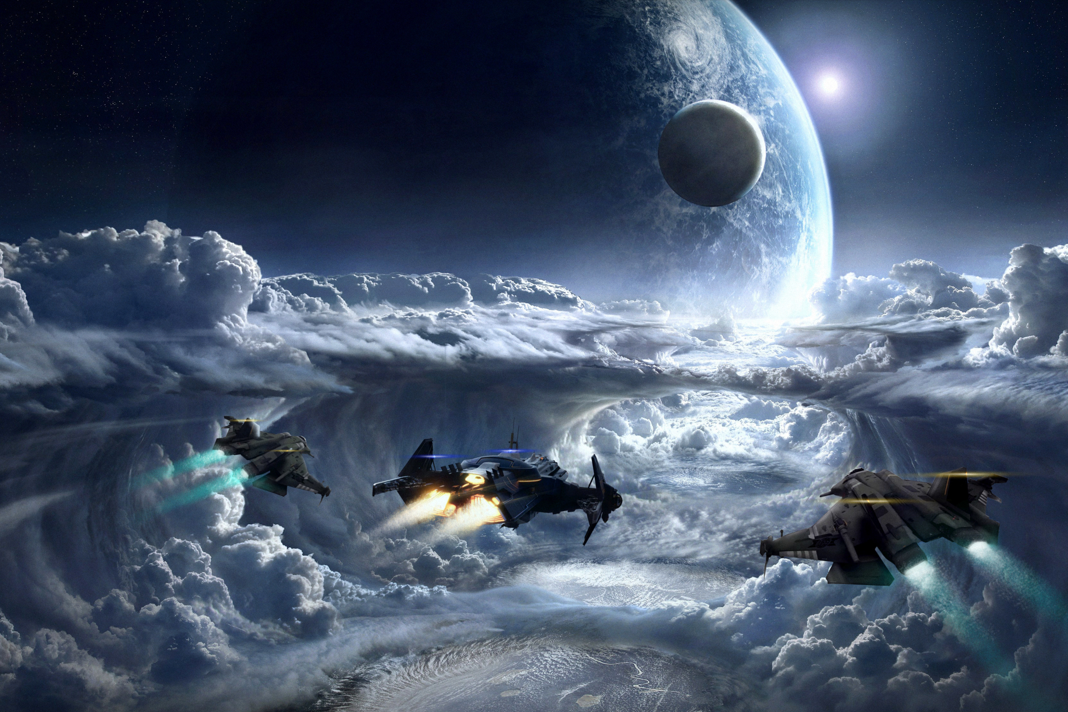 Download mobile wallpaper Planet, Spaceship, Cloud, Video Game, Star Citizen for free.
