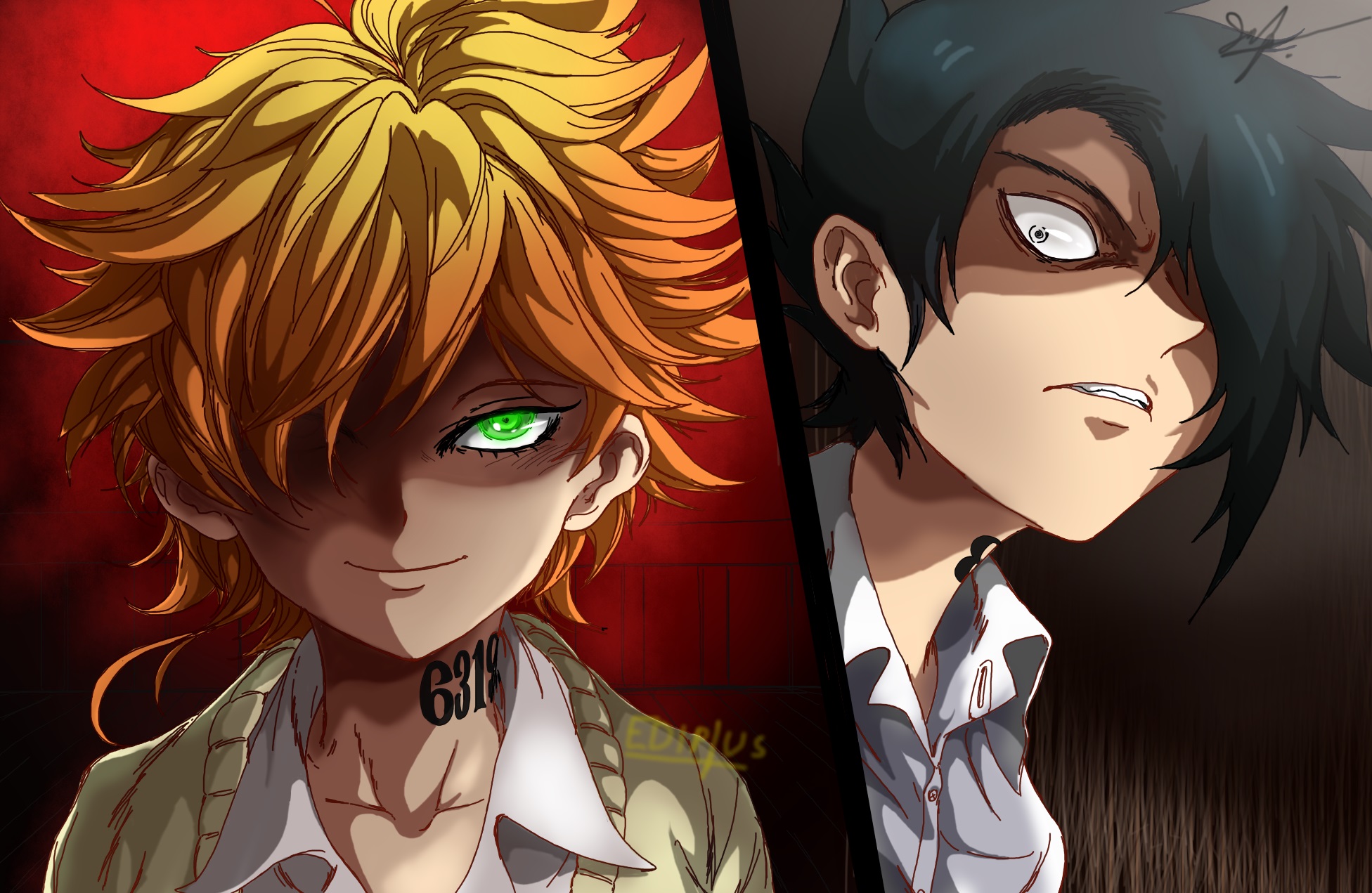 ray (the promised neverland), anime, the promised neverland, emma (the promised neverland)
