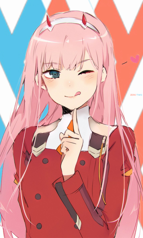 Download mobile wallpaper Anime, Wink, Pink Hair, Long Hair, Darling In The Franxx, Zero Two (Darling In The Franxx) for free.