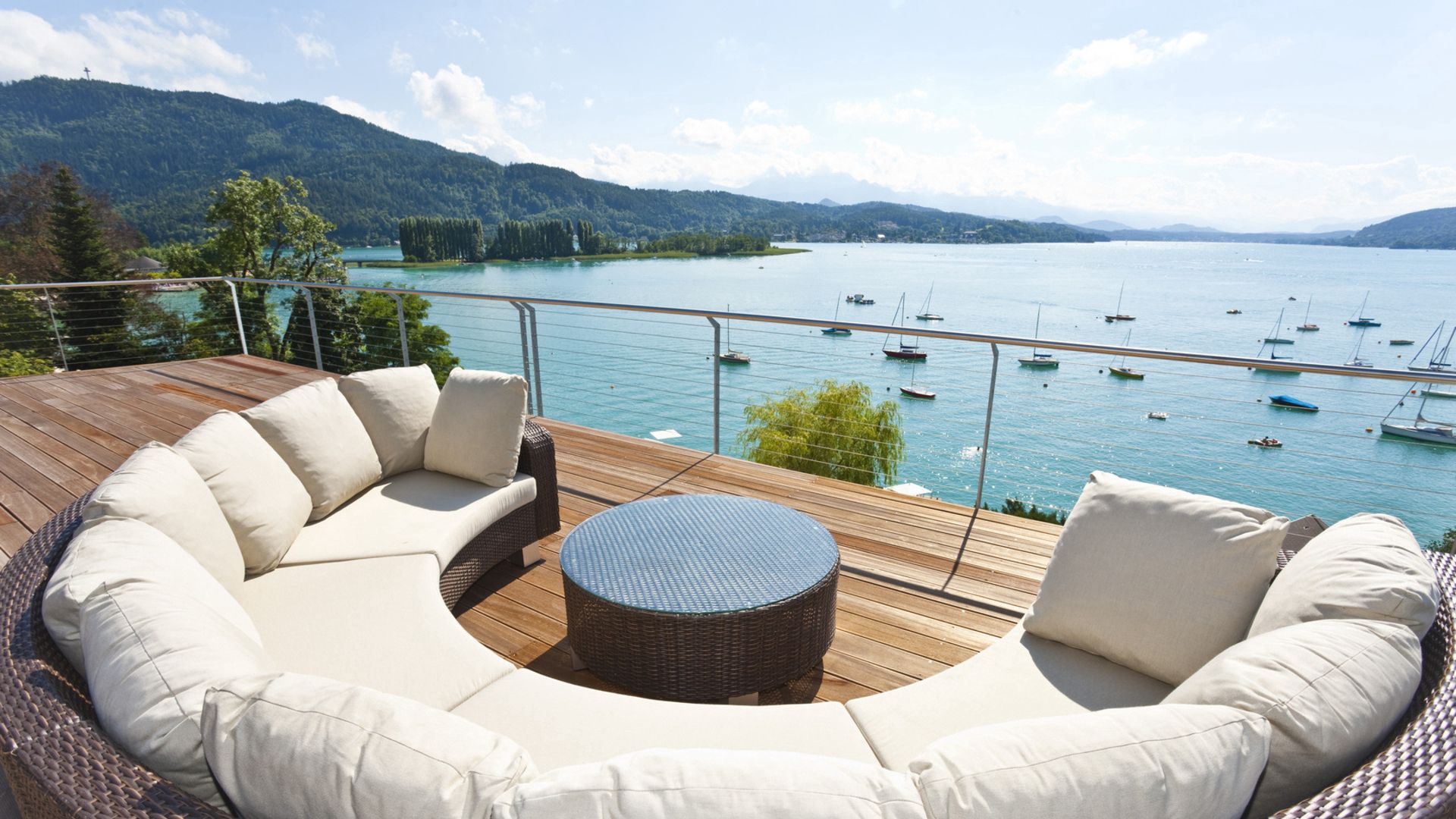 rest, balcony, mountains, lake, miscellanea, miscellaneous, relaxation, view, terrace