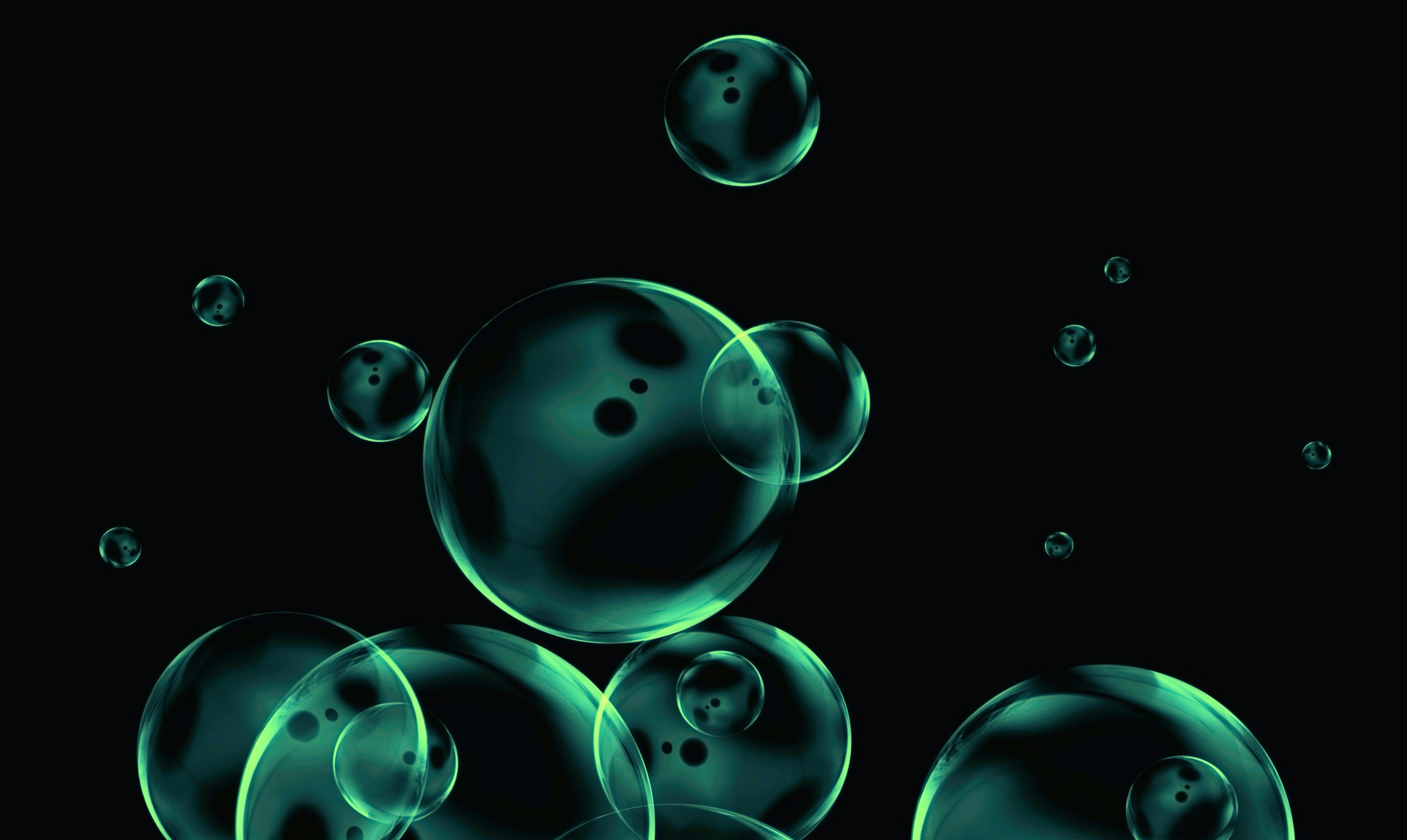 abstract, bubbles, transparent, dark background, round