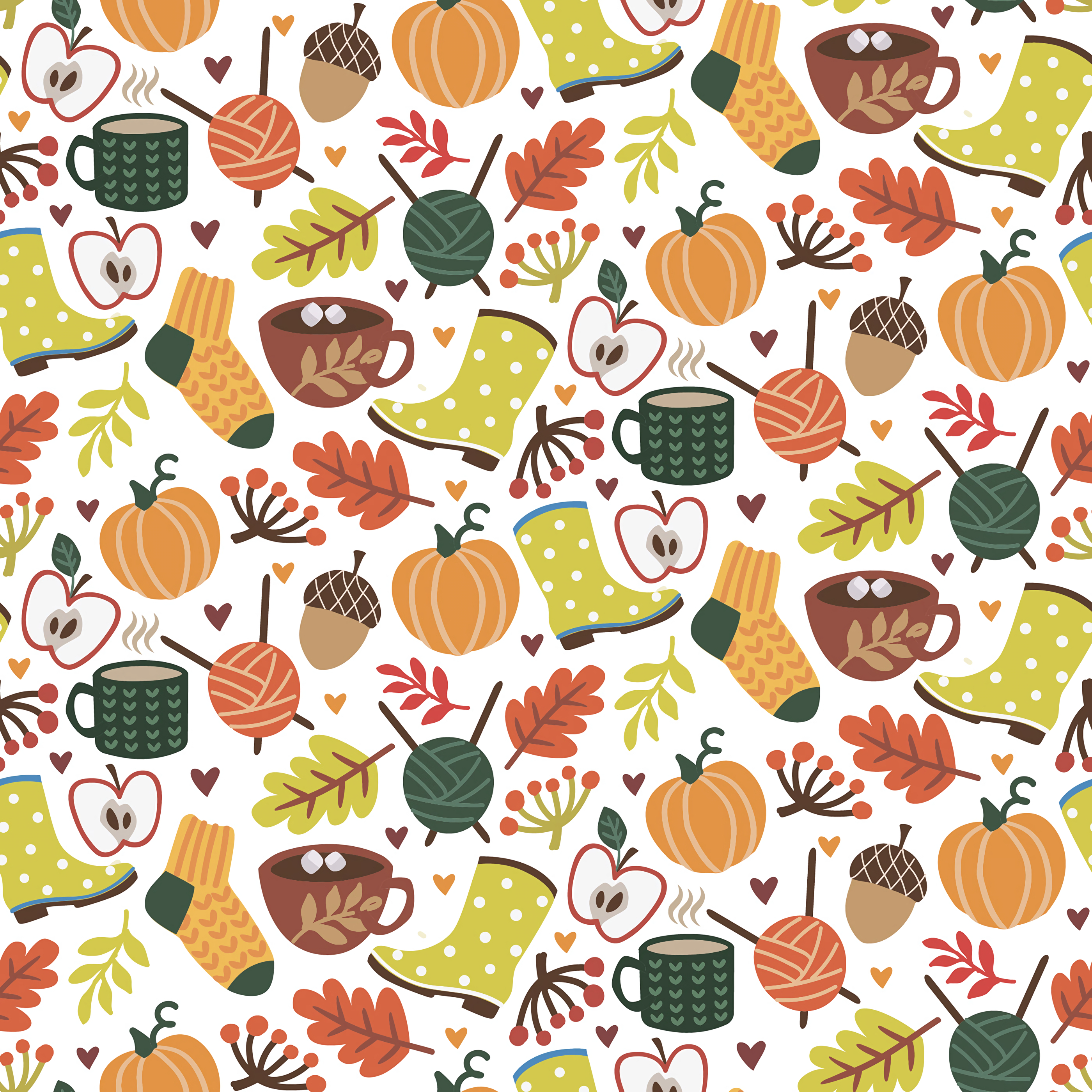 leaves, pattern, autumn, texture, textures, coziness, comfort, cocoa, socks Desktop home screen Wallpaper