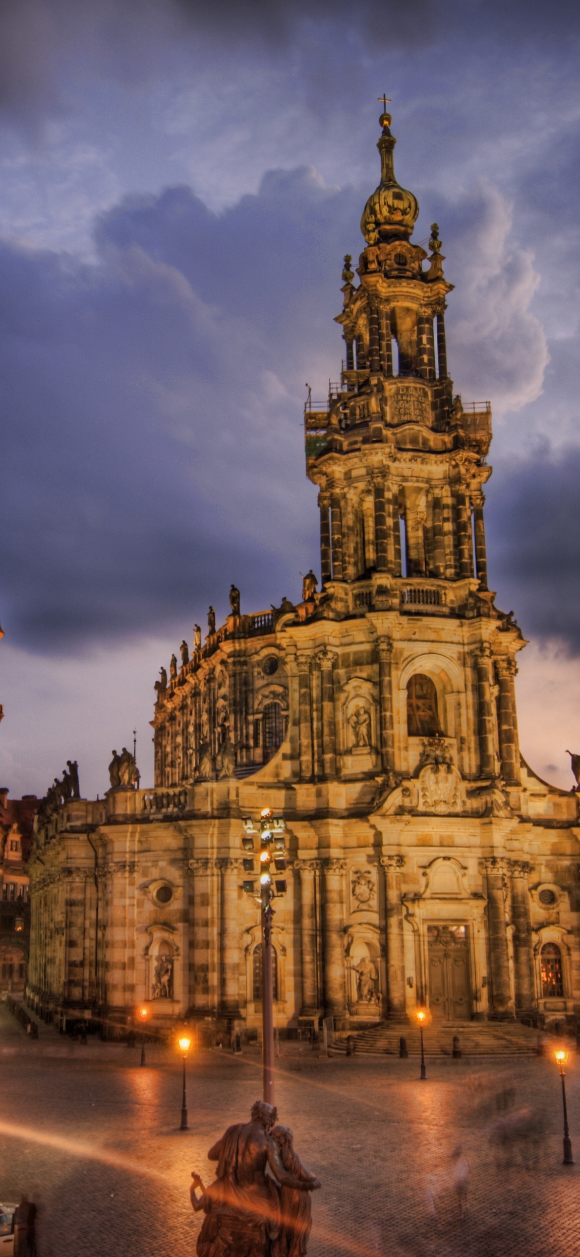 religious, cathedral, architecture, square, germany, dusk, dresden, building, cathedrals