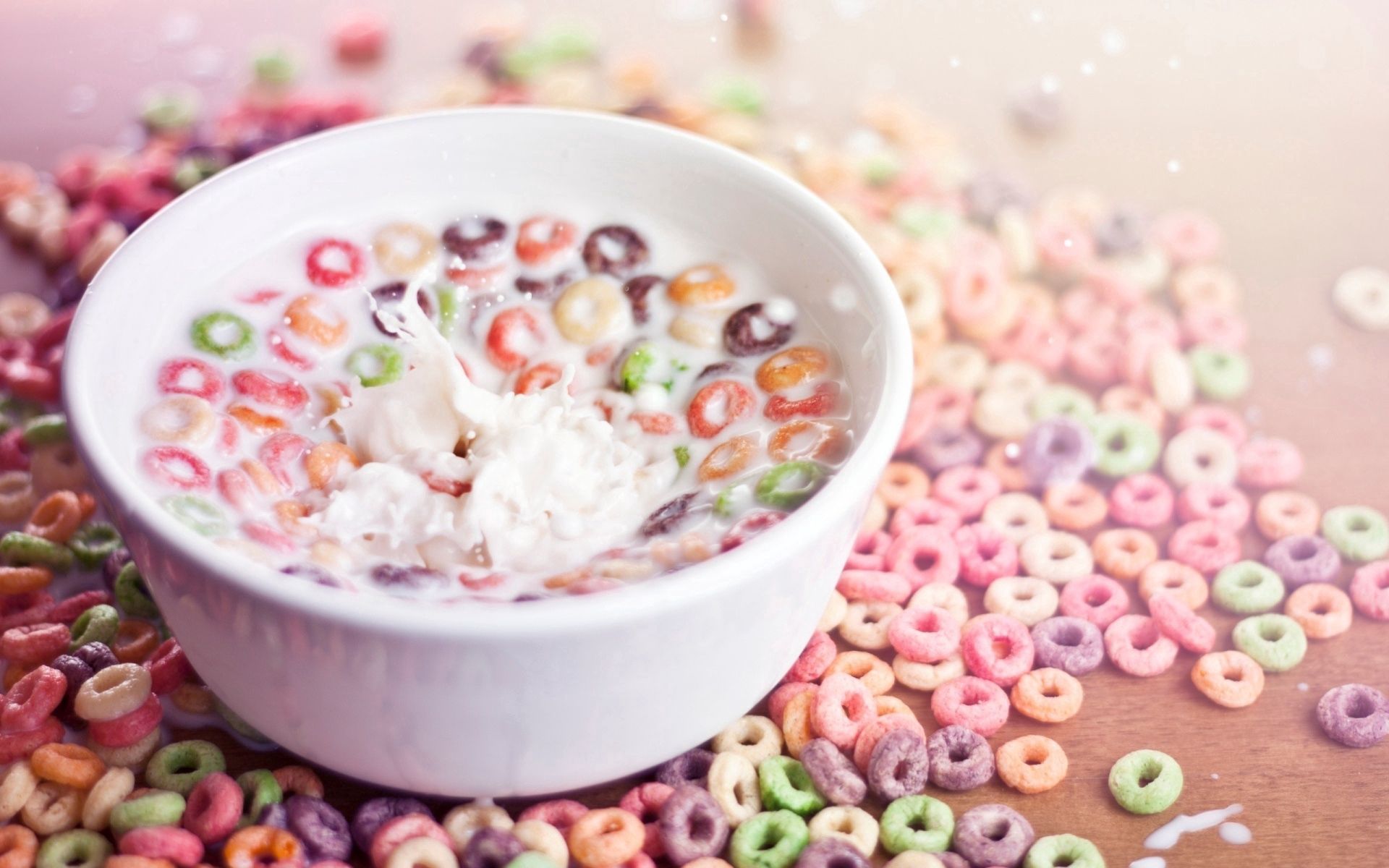 food, rings, multicolored, breakfast, milk, flakes