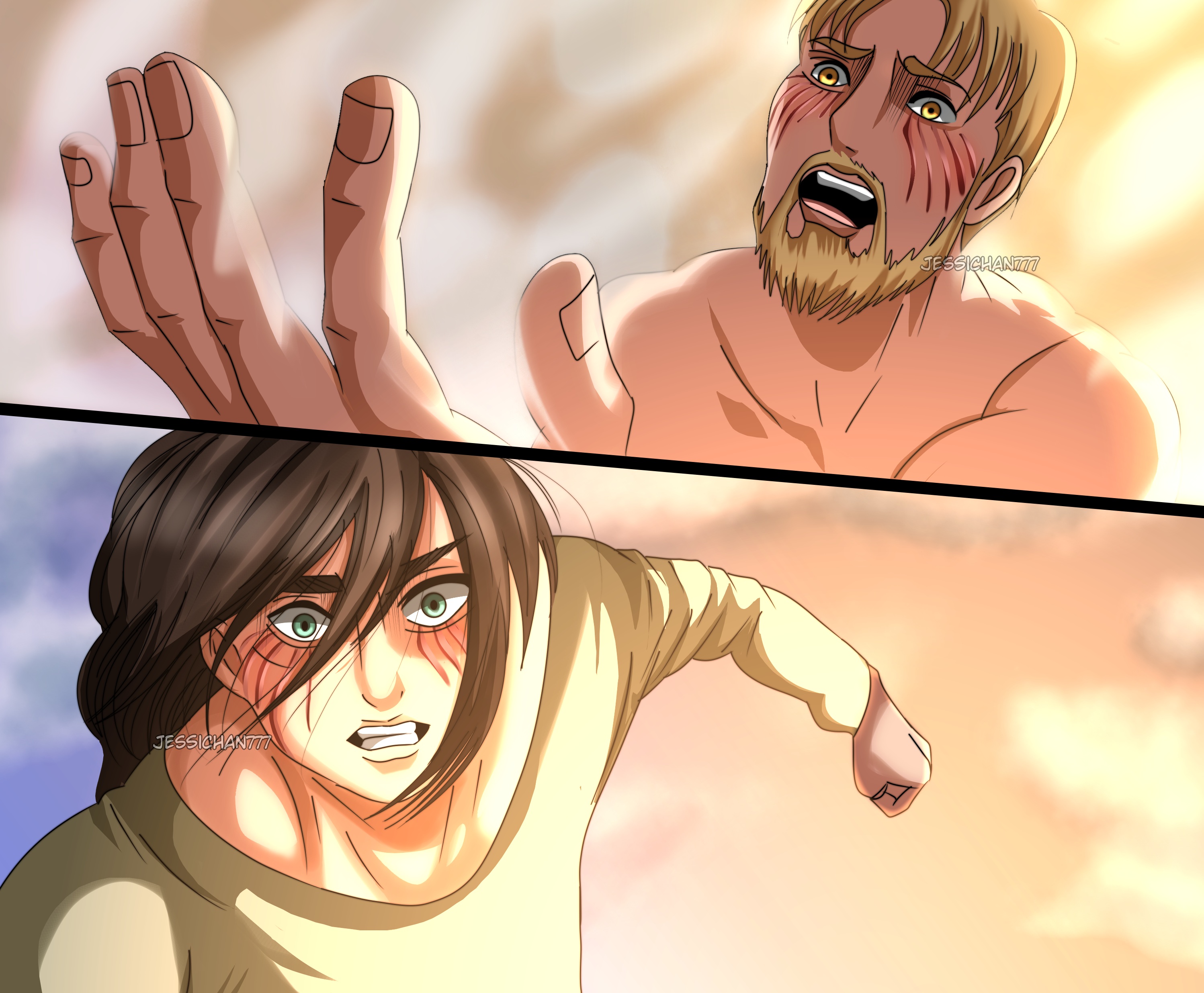 anime, attack on titan, eren yeager, zeke yeager