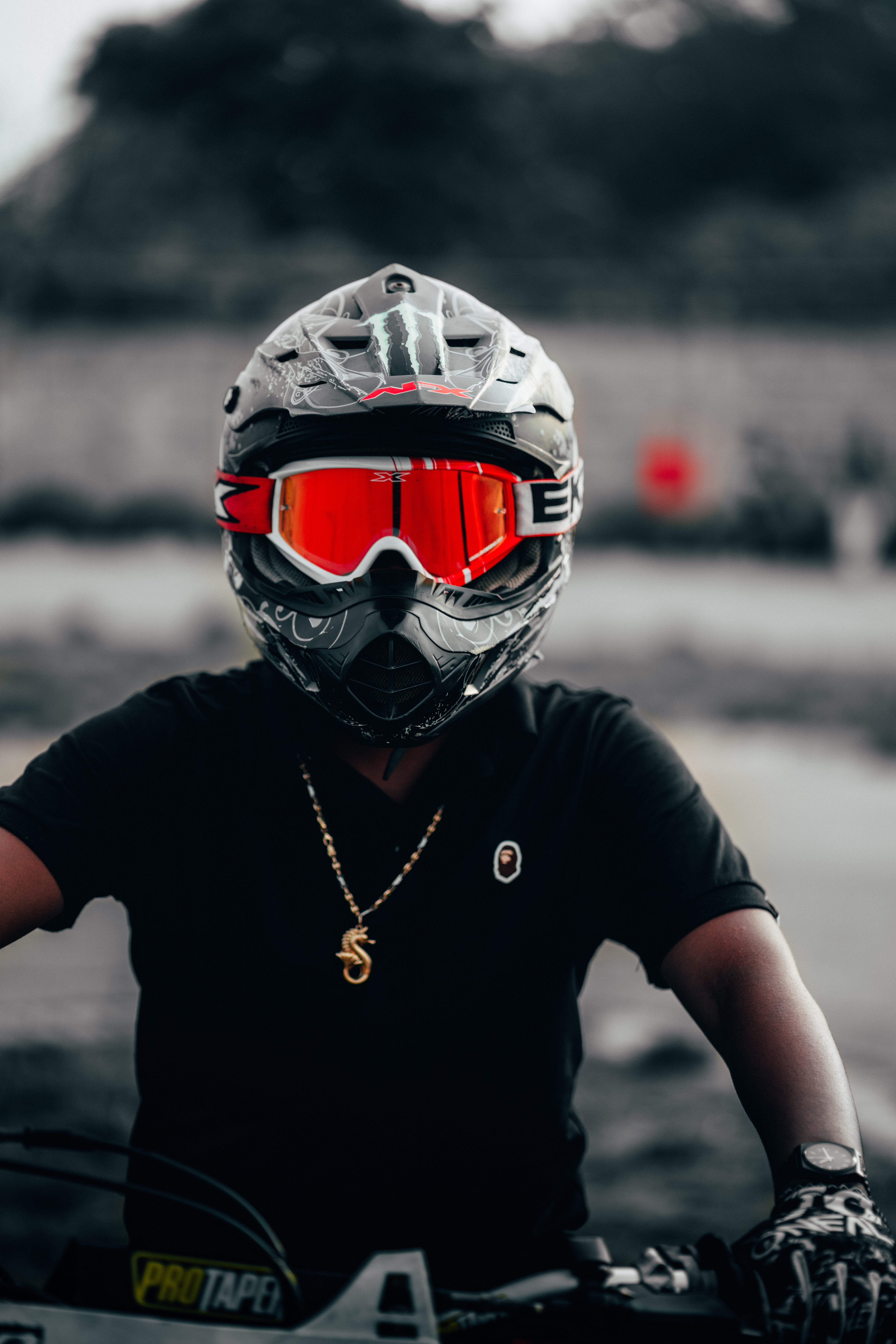 miscellaneous, motorcyclist, red, miscellanea, helmet, glasses, spectacles
