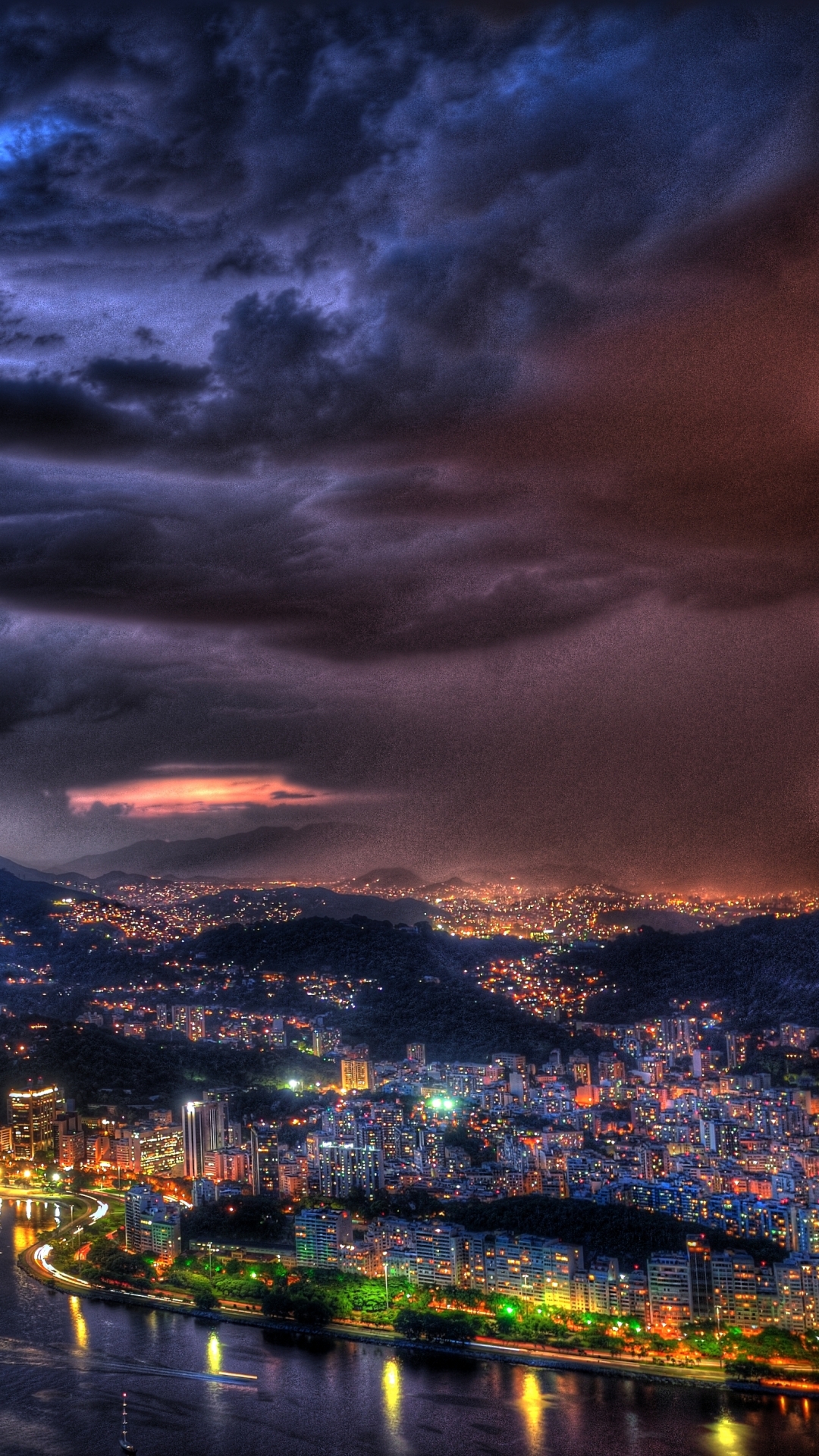 Скачать картинку Города, Облака, Молния, Облако, Рио Де Жанейро, Бразилия, Сделано Человеком в телефон бесплатно.