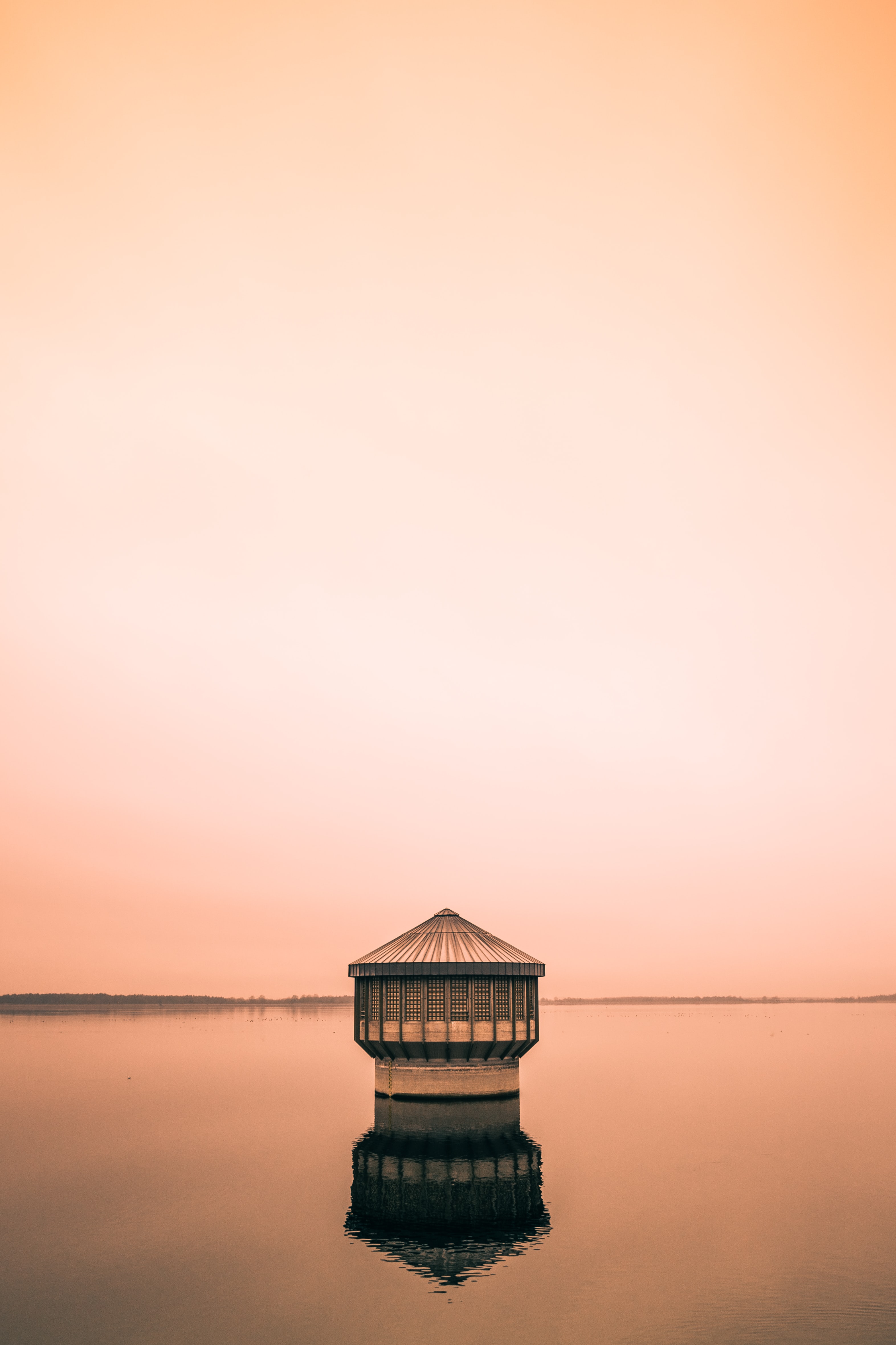 Download mobile wallpaper Building, Water, Minimalism for free.