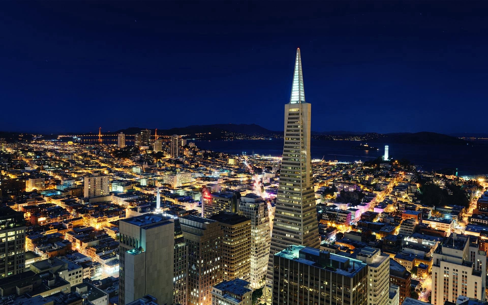 Handy-Wallpaper Stadt, Blick Von Oben, Städte, Übernachtung, San Francisco kostenlos herunterladen.