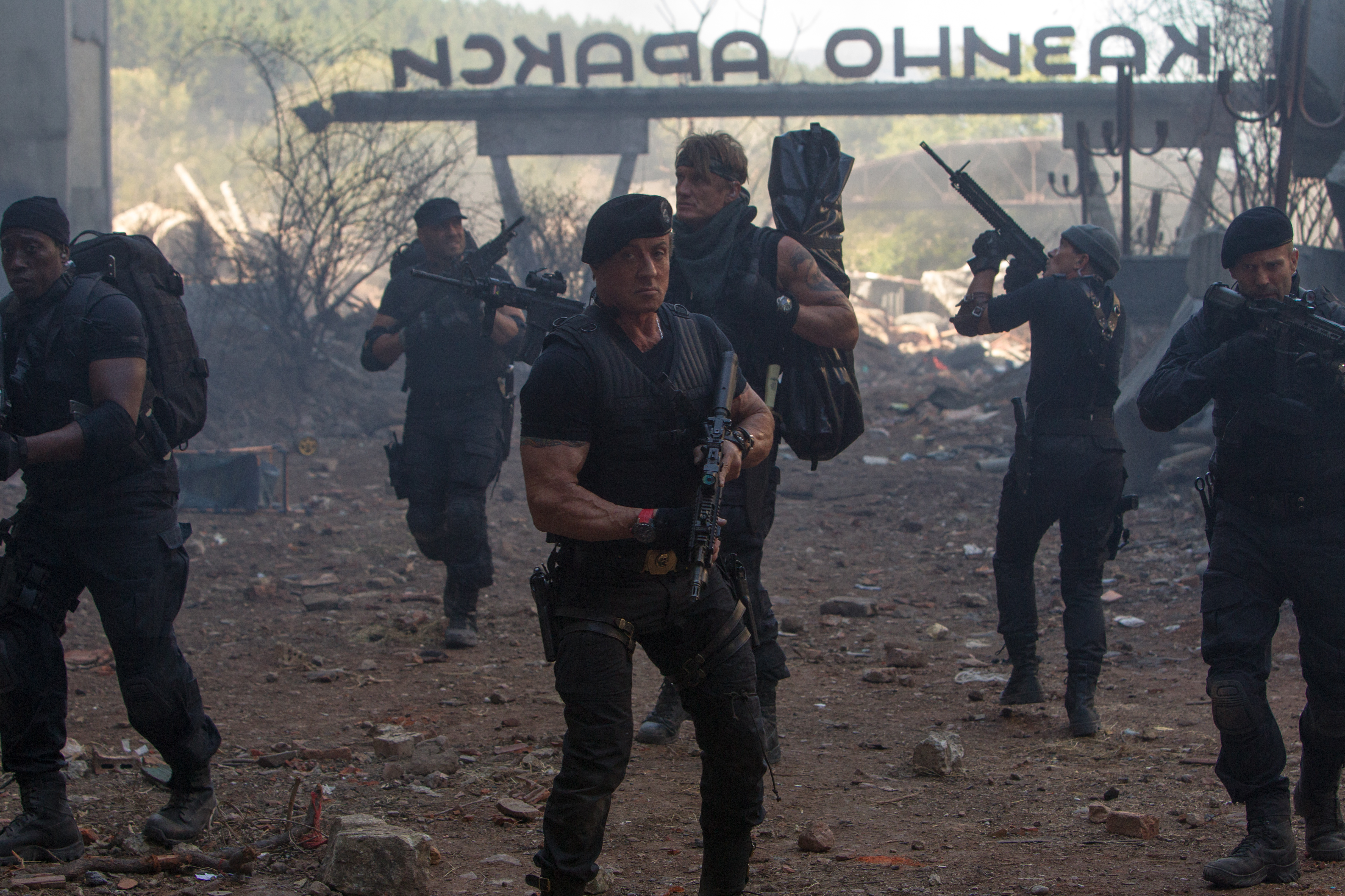 movie, the expendables 3, antonio banderas, barney ross, doc (the expendables), dolph lundgren, galgo (the expendables), gunnar jensen, jason statham, lee christmas, randy couture, sylvester stallone, toll road, wesley snipes, the expendables