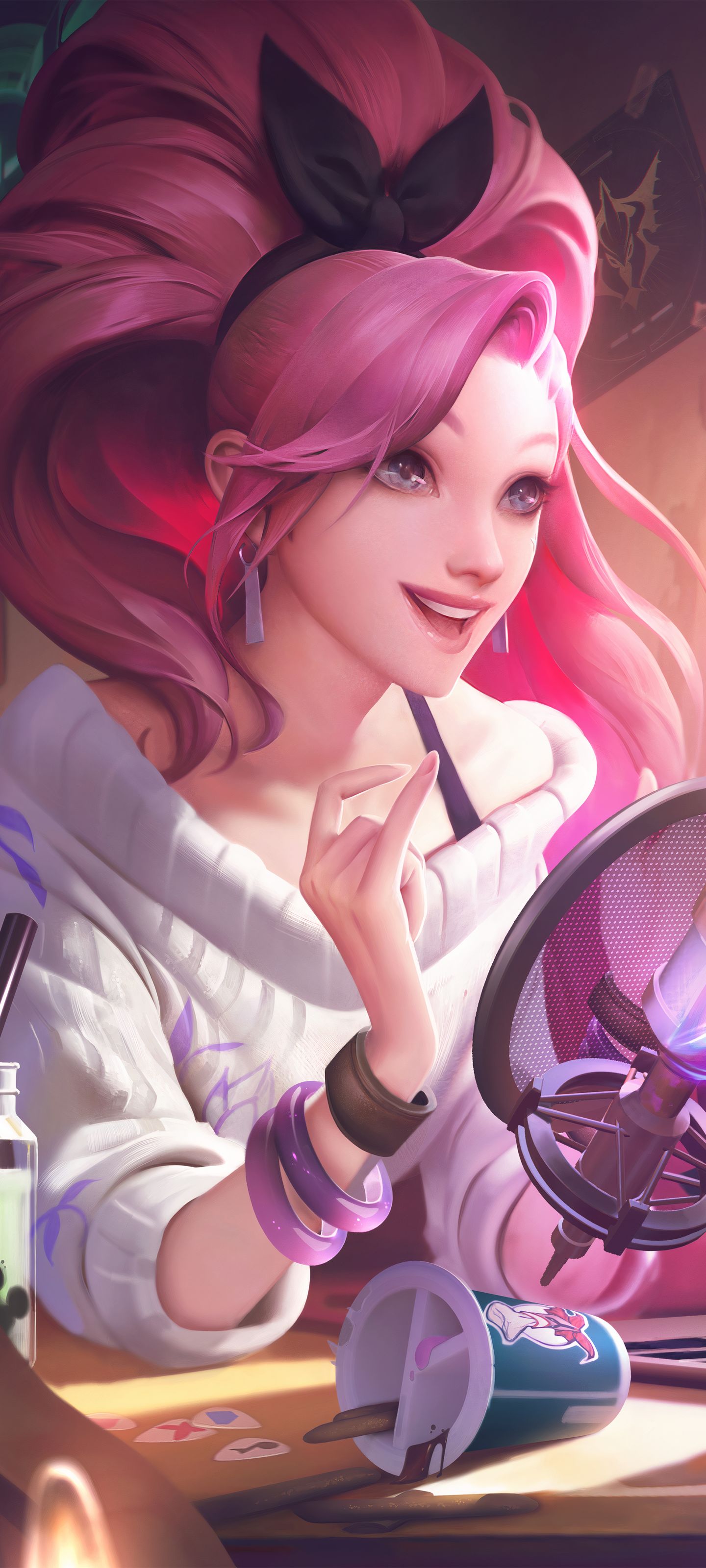 Download mobile wallpaper League Of Legends, Pink Hair, Video Game, Long Hair, K Pop, Seraphine (League Of Legends) for free.