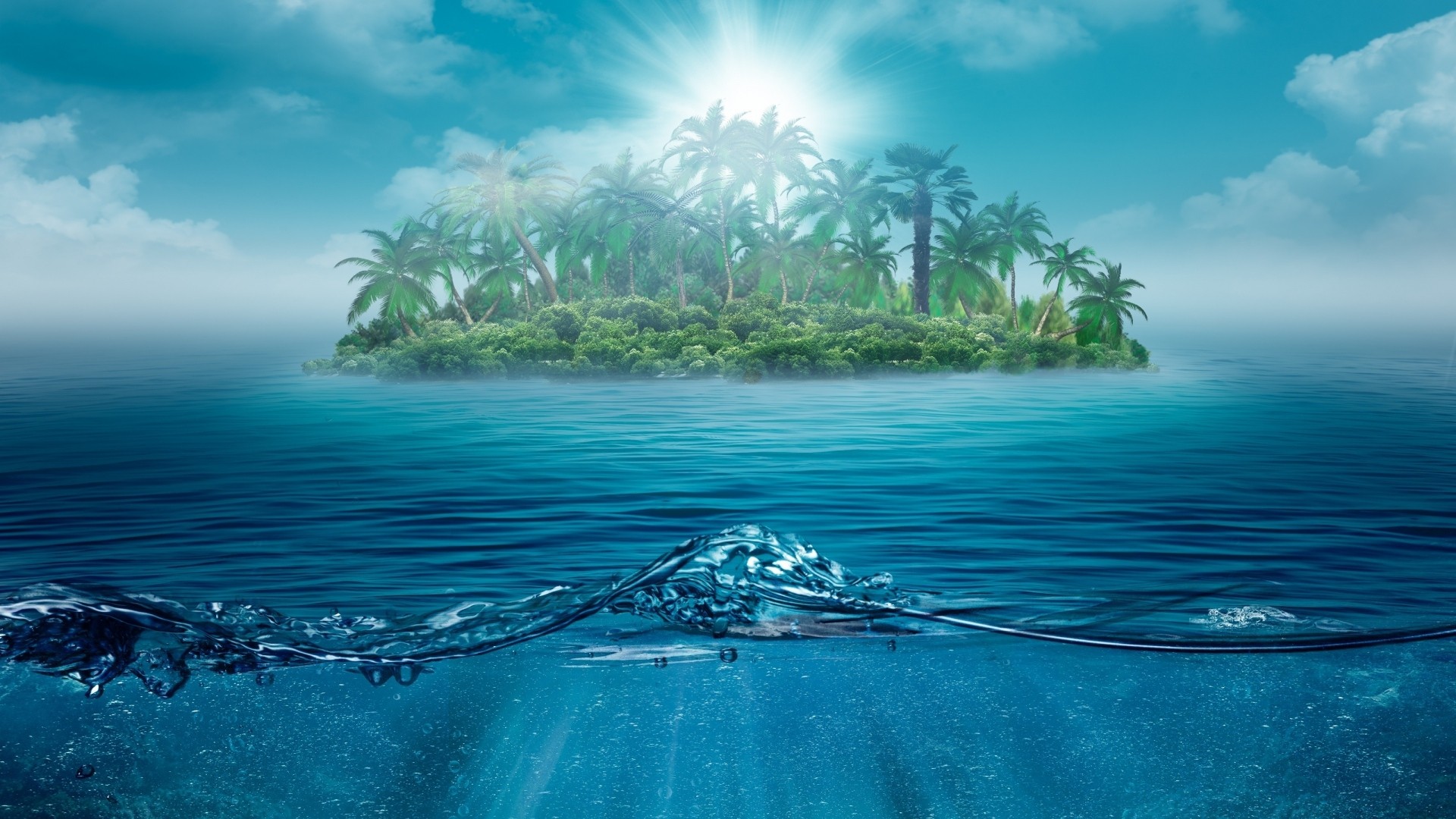 Baixe gratuitamente a imagem Água, Mar, Oceano, Palmeira, Ilha, Tropical, Artistico na área de trabalho do seu PC