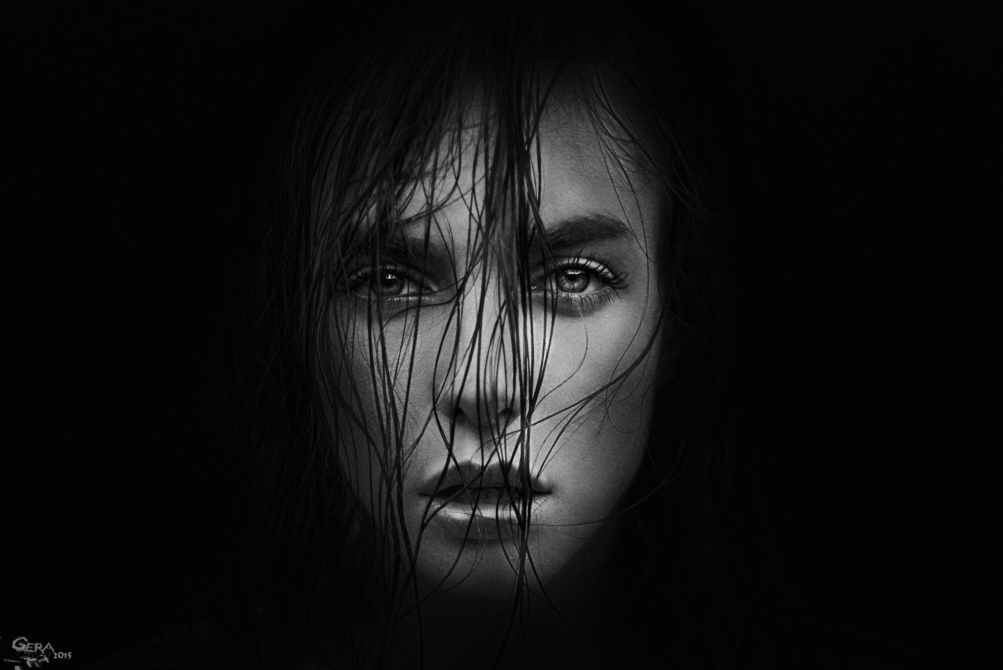 Free download wallpaper Hair, Face, Women, Black & White on your PC desktop