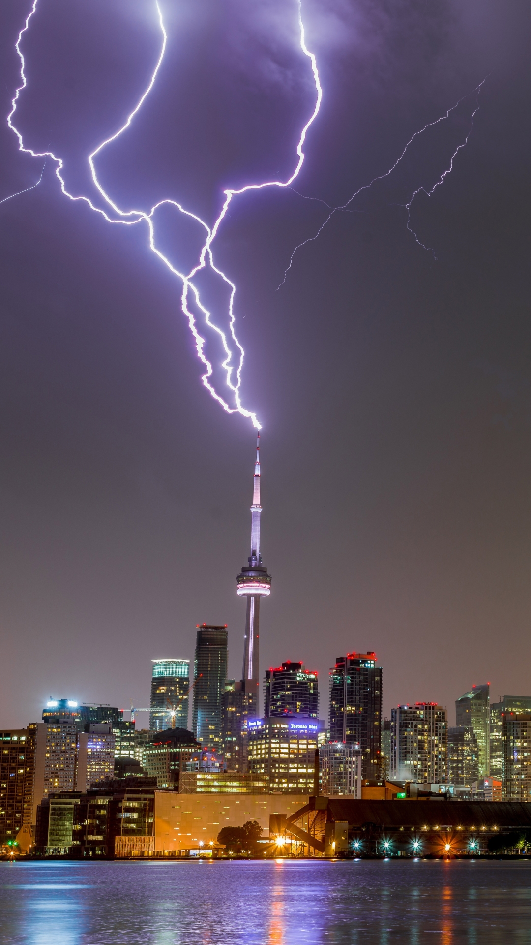 Download mobile wallpaper Cities, Night, Lightning, City, Skyscraper, Building, Canada, Toronto, Man Made for free.