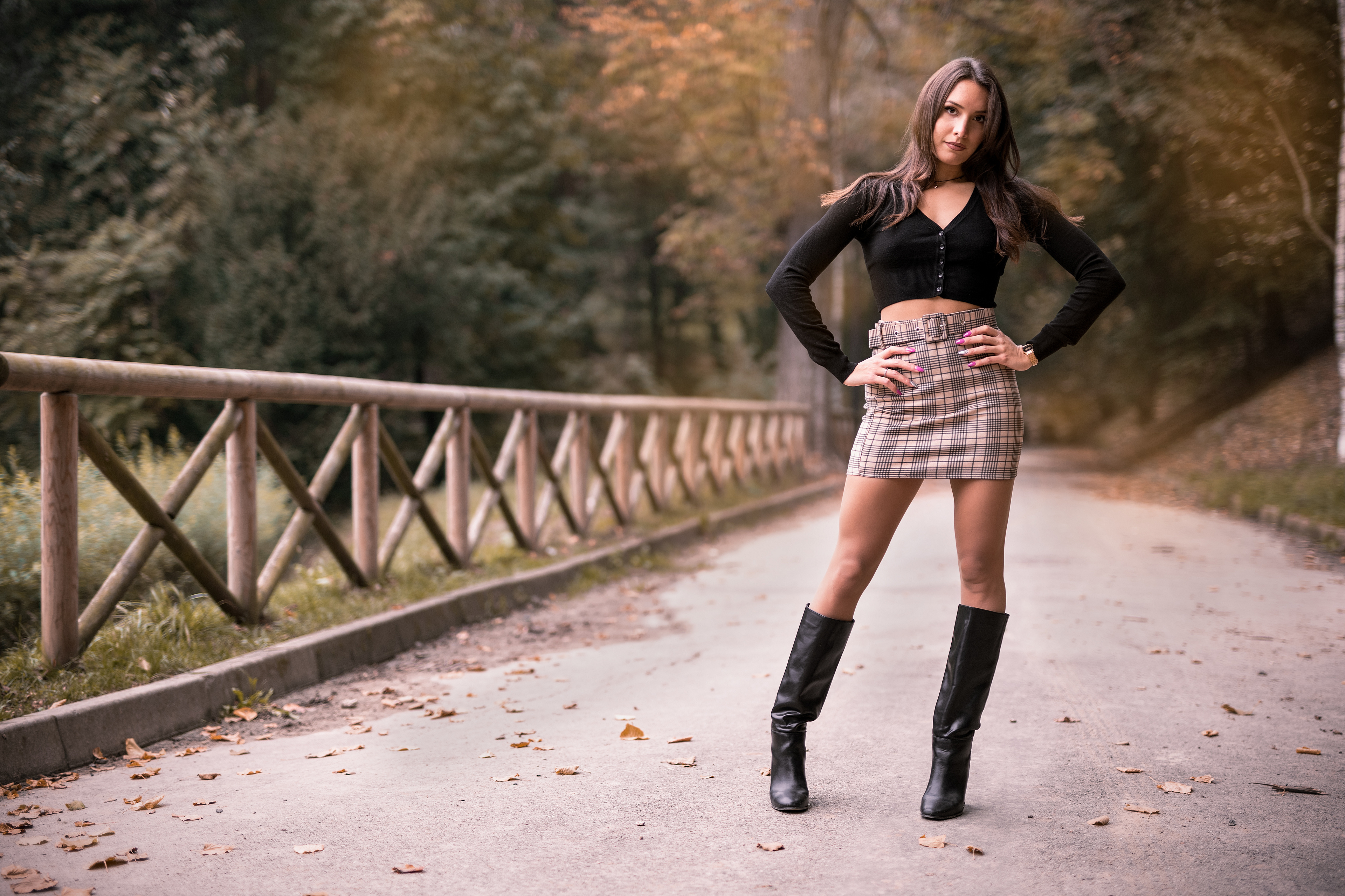 Free download wallpaper Boots, Brunette, Model, Skirt, Women, Depth Of Field on your PC desktop