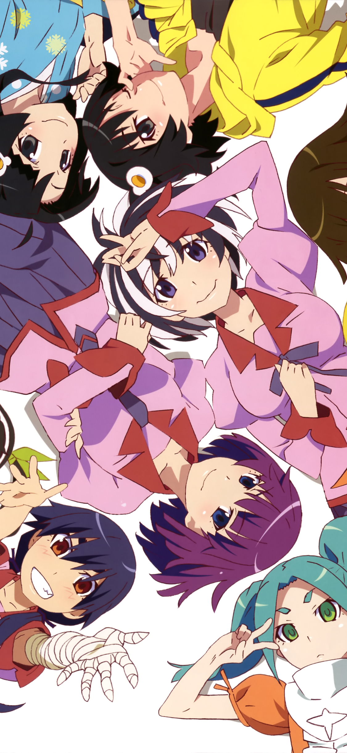 Download mobile wallpaper Anime, Monogatari (Series), Hitagi Senjōgahara, Nadeko Sengoku, Mayoi Hachikuji, Shinobu Oshino, Suruga Kanbaru, Tsubasa Hanekawa, Karen Araragi, Tsukihi Araragi, Yotsugi Ononoki for free.
