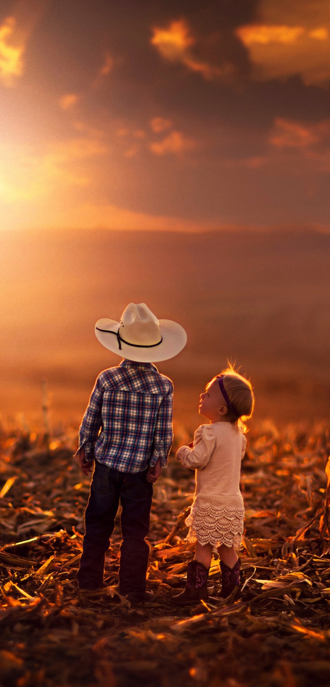 Download mobile wallpaper Nature, Sunset, Child, Photography, Countryside, Cowboy for free.