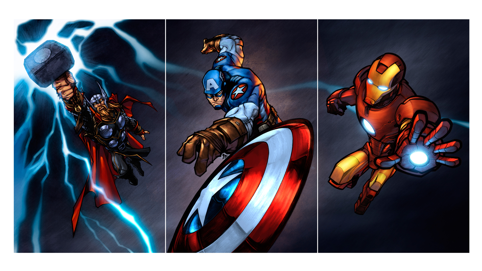 Handy-Wallpaper The Avengers, Kapitän Amerika, Ironman, Thor, Comics kostenlos herunterladen.