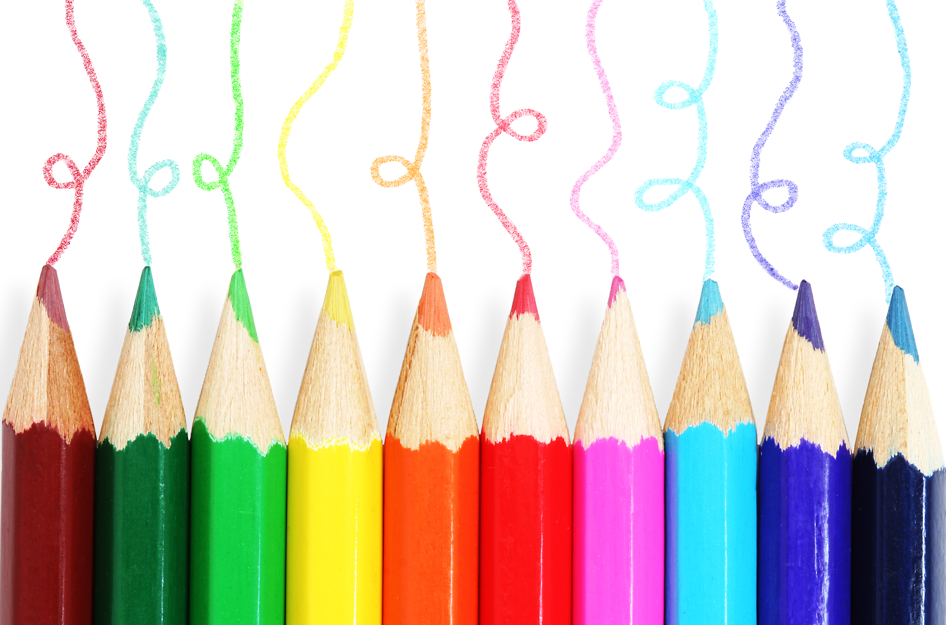 colors, color, miscellanea, miscellaneous, colored pencils, paints, colour pencils, white background HD wallpaper