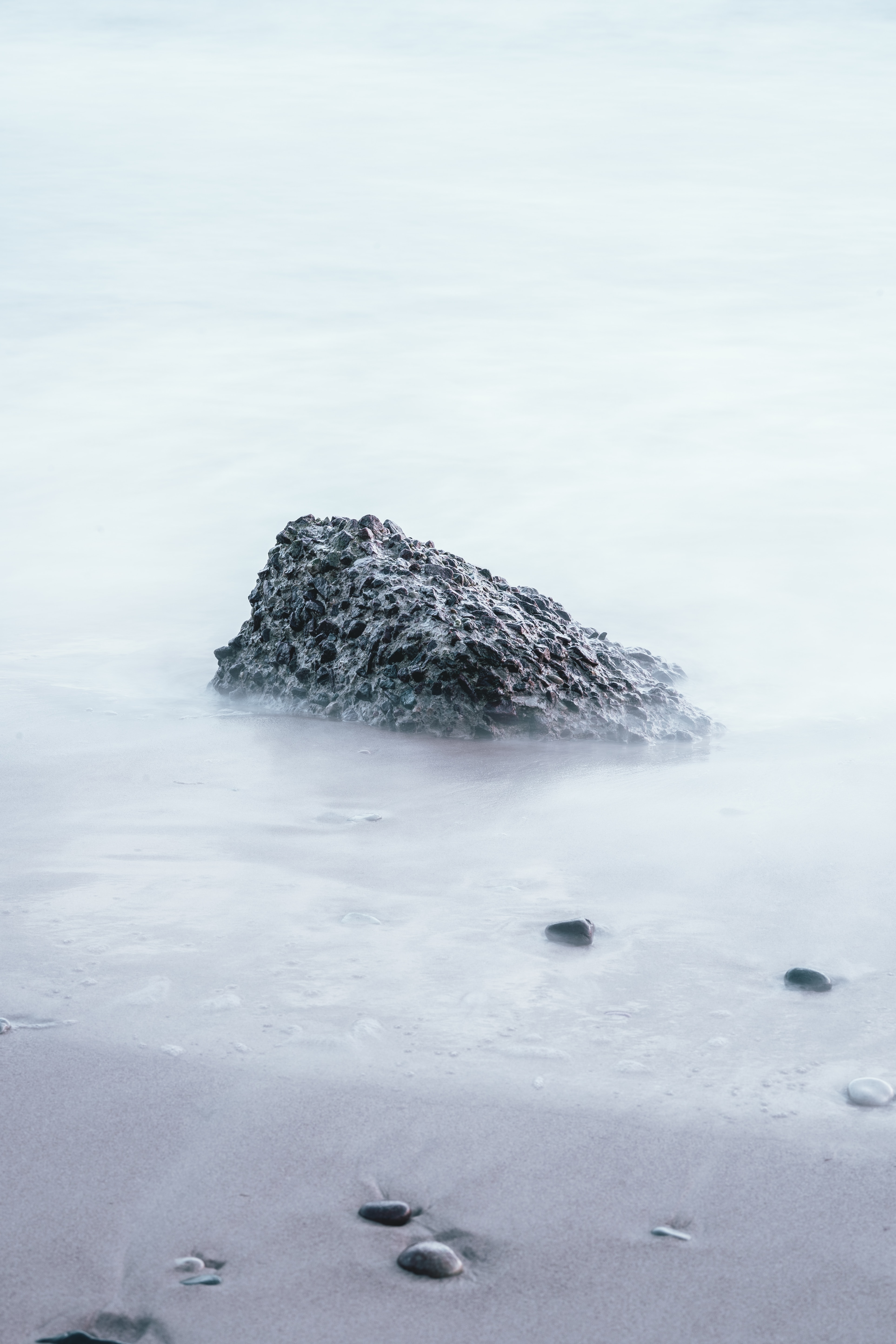 Download mobile wallpaper Shore, Bank, Fog, Stones, Nature, Water, Beach for free.