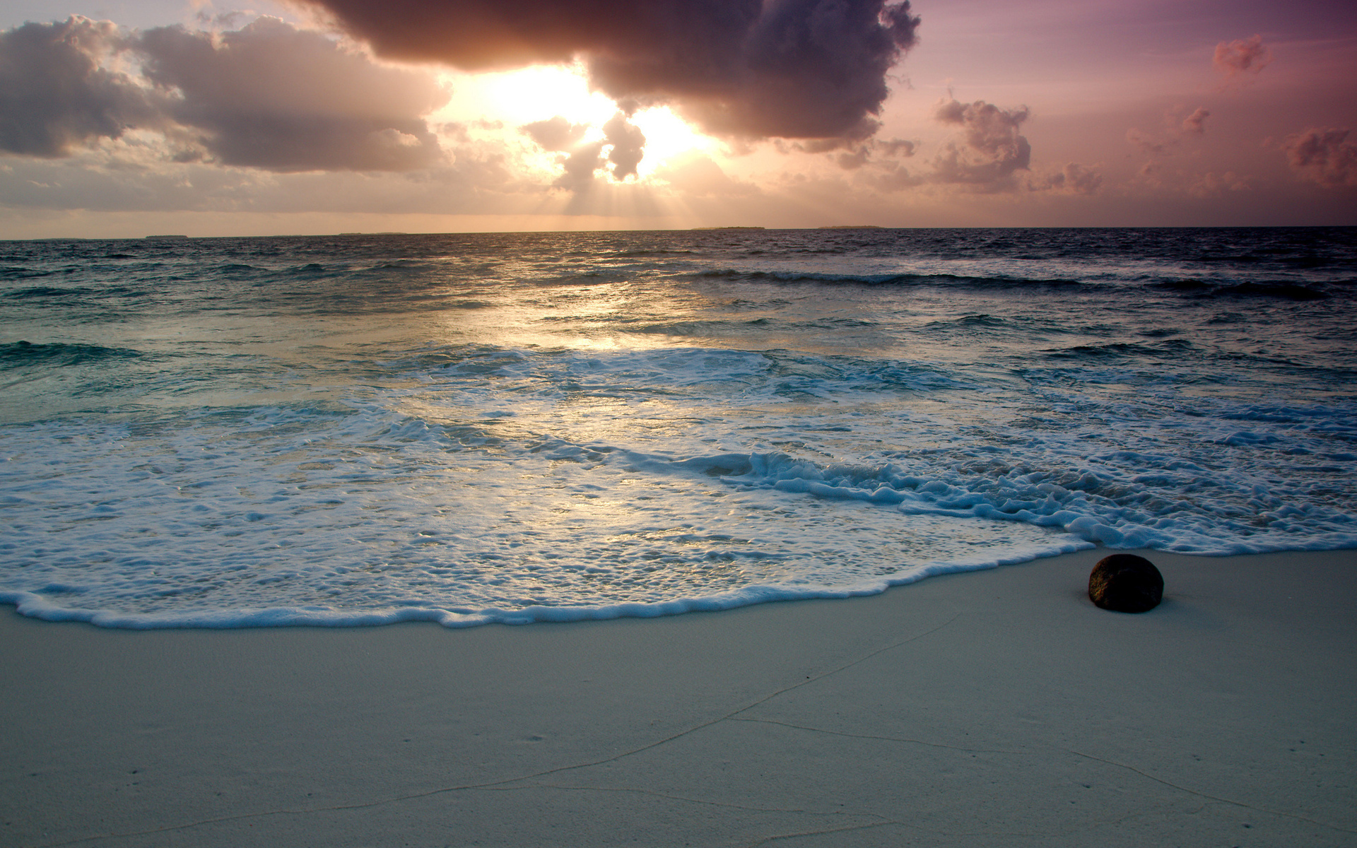 Handy-Wallpaper Sunset, Sea, Landschaft kostenlos herunterladen.