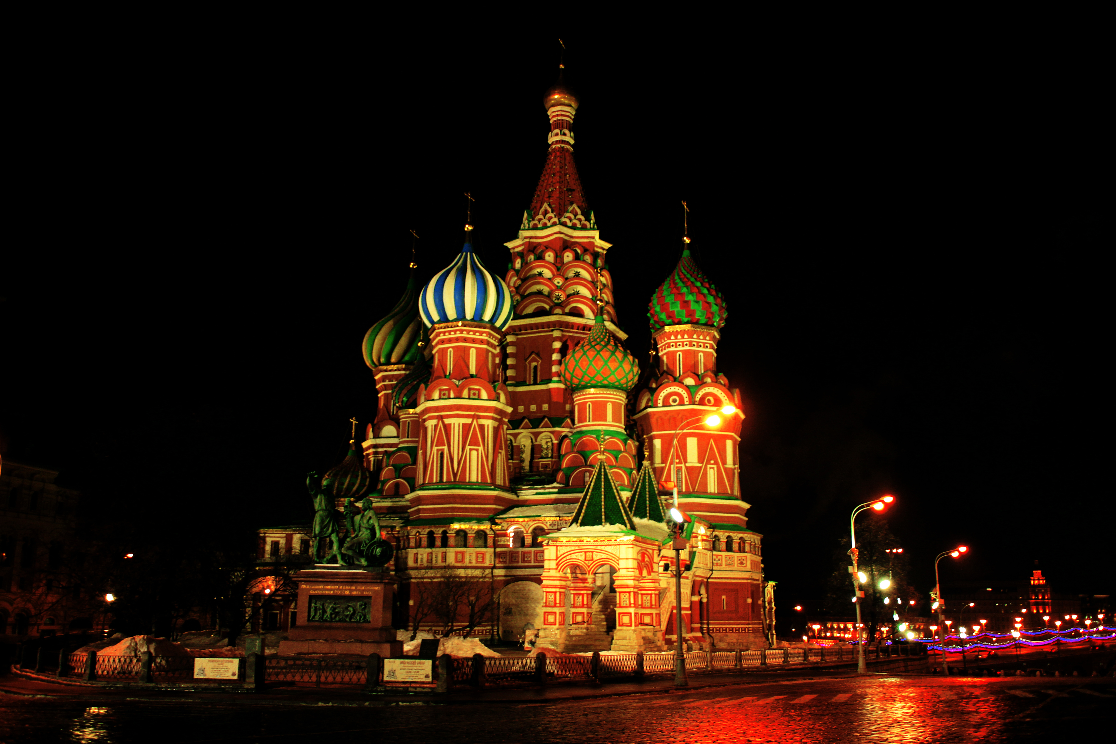 382597壁紙のダウンロード宗教的, 聖バジル大聖堂, 大聖堂, カラフル, ドーム, モスクワ, 夜, ロシア-スクリーンセーバーと写真を無料で