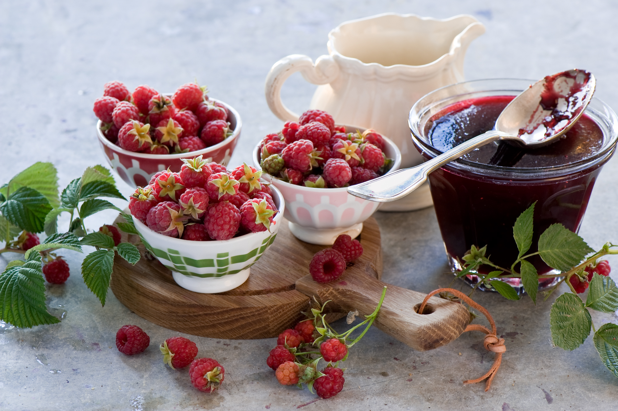 food, tablewares, raspberry, berries, jam