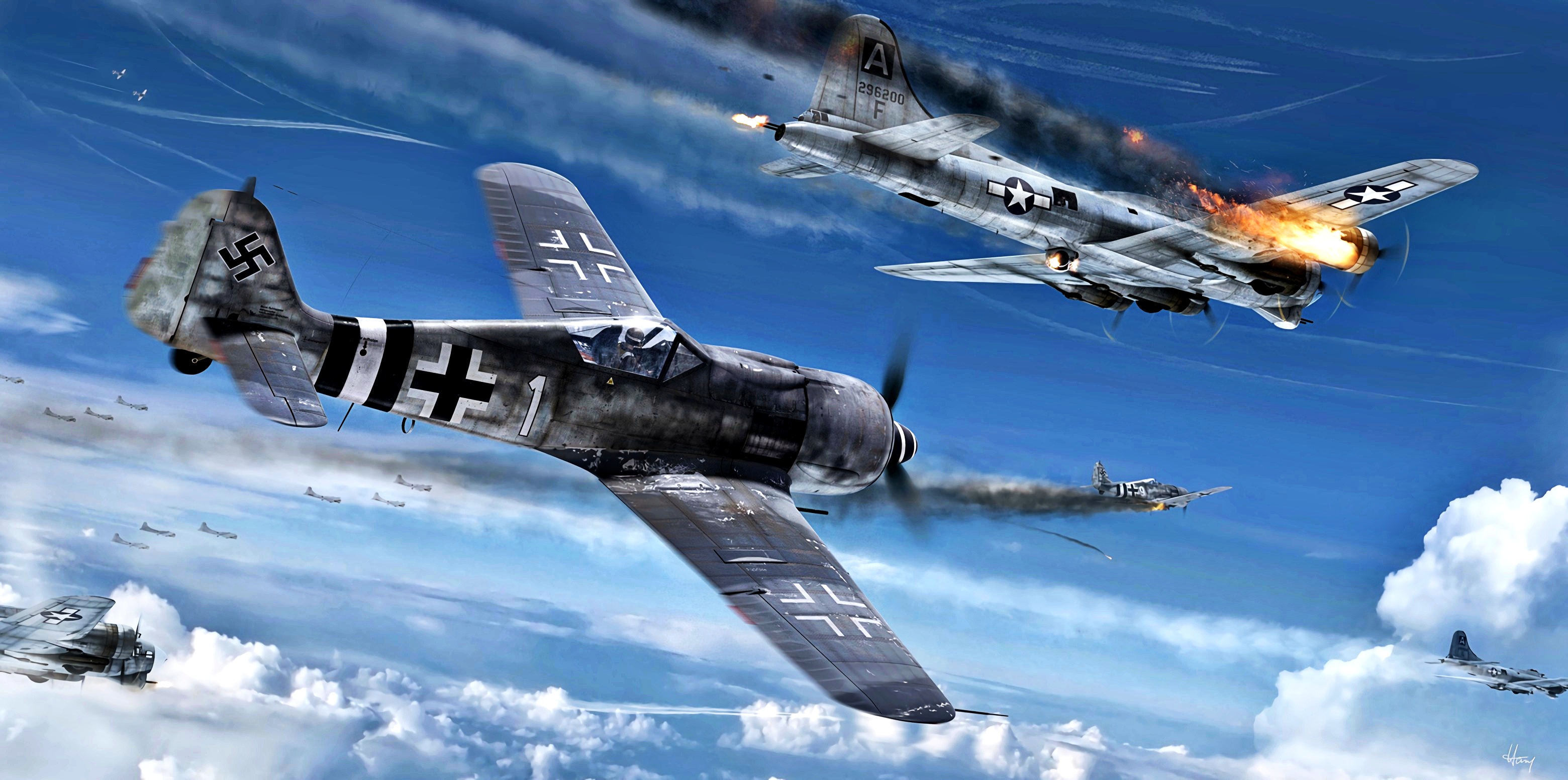 460632 baixar imagens militar, focke wulf fw 190, aeronaves, fortaleza voadora boeing b 17, avião de guerra - papéis de parede e protetores de tela gratuitamente