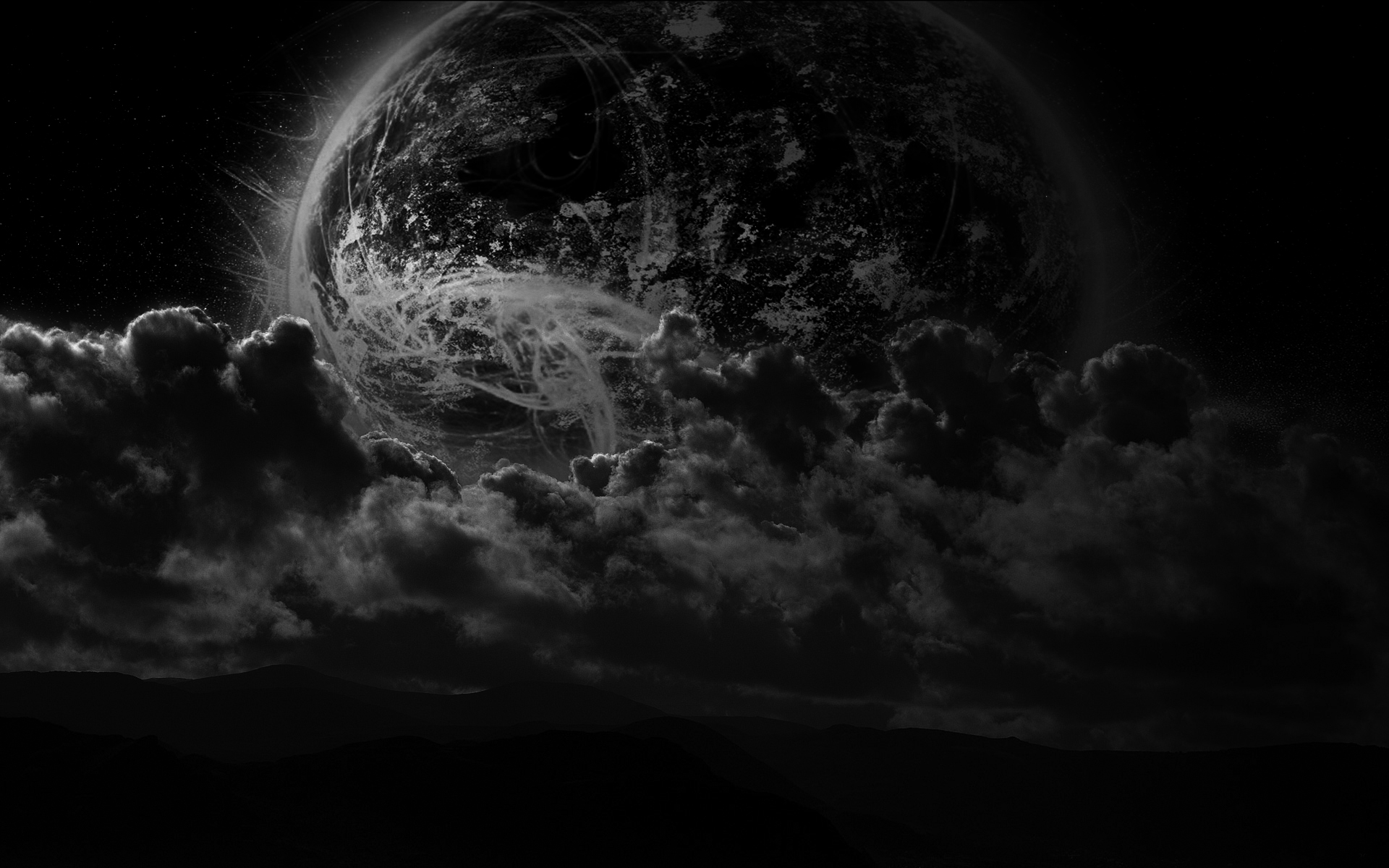158710 завантажити картинку ніч, наукова фантастика, підйом планети, хмара, місяць - шпалери і заставки безкоштовно