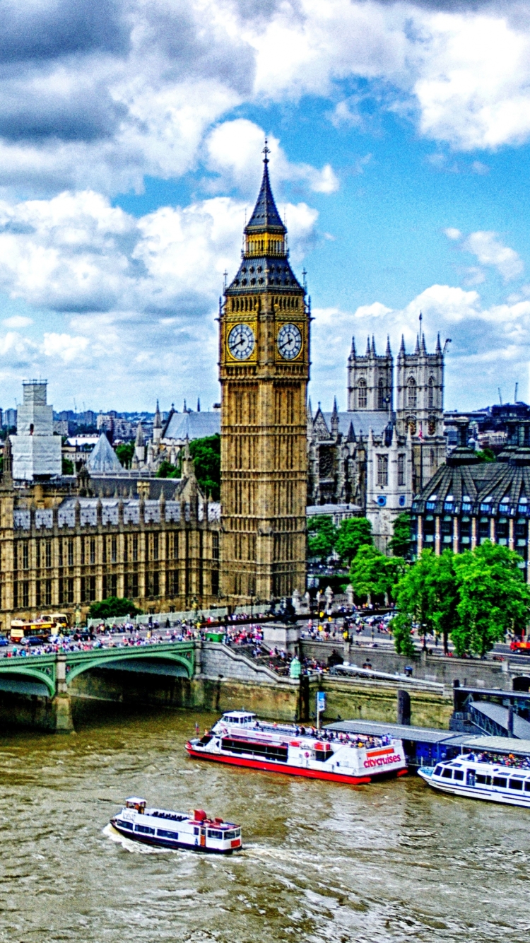 Download mobile wallpaper London, Big Ben, Building, Bridge, Boat, Cityscape, Palace Of Westminster, Man Made, Palaces for free.
