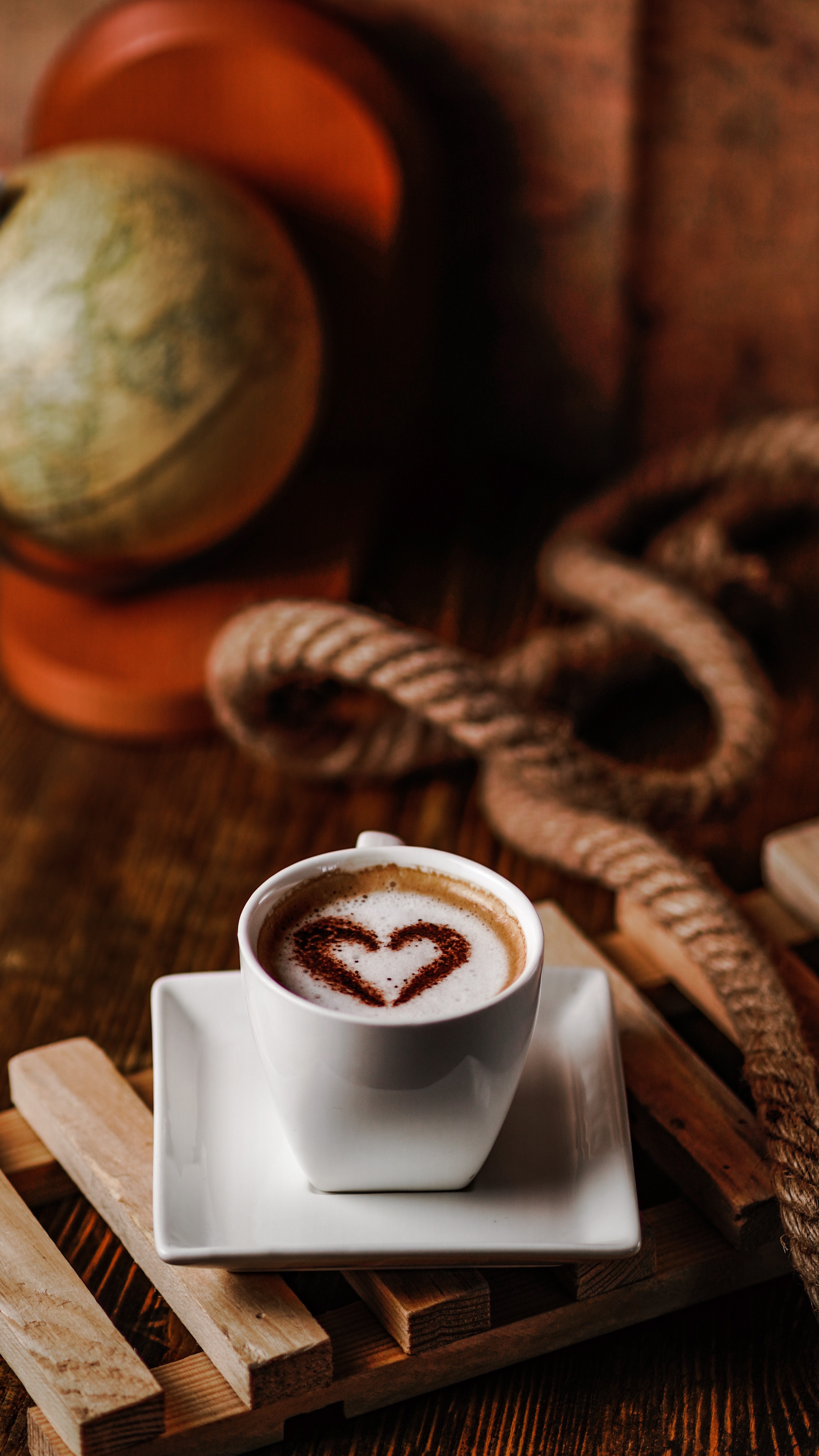 Download mobile wallpaper Beverage, Food, Cup, Drink, Heart, Coffee for free.
