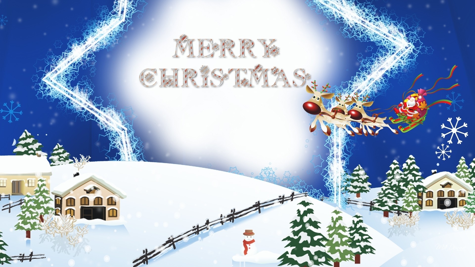 holiday, christmas, house, merry christmas, reindeer, santa claus, sleigh, snow, snowman Ultra HD, Free 4K, 32K
