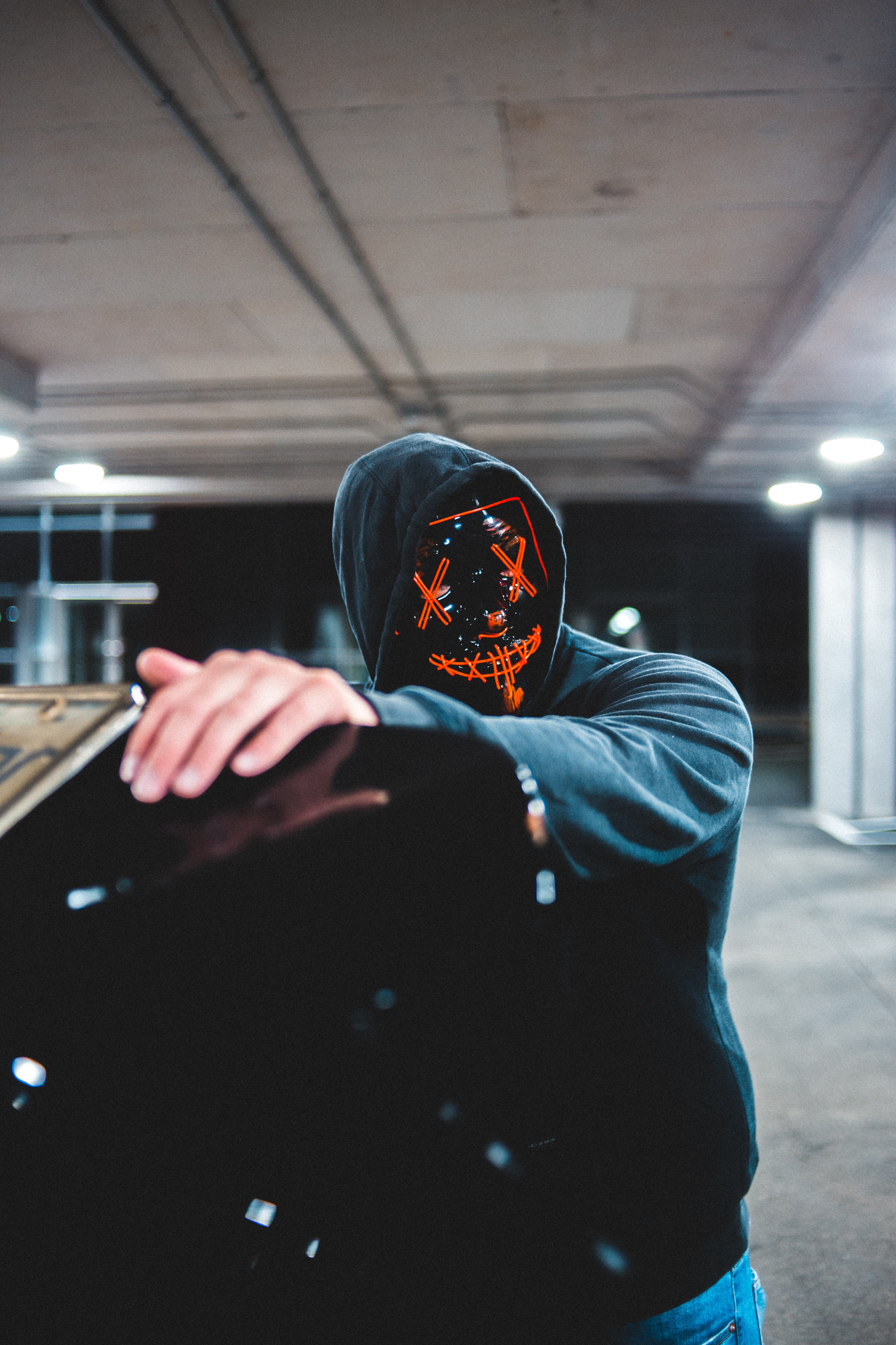 Free download wallpaper Miscellanea, Miscellaneous, Human, Person, Hand, Mask, Hood on your PC desktop